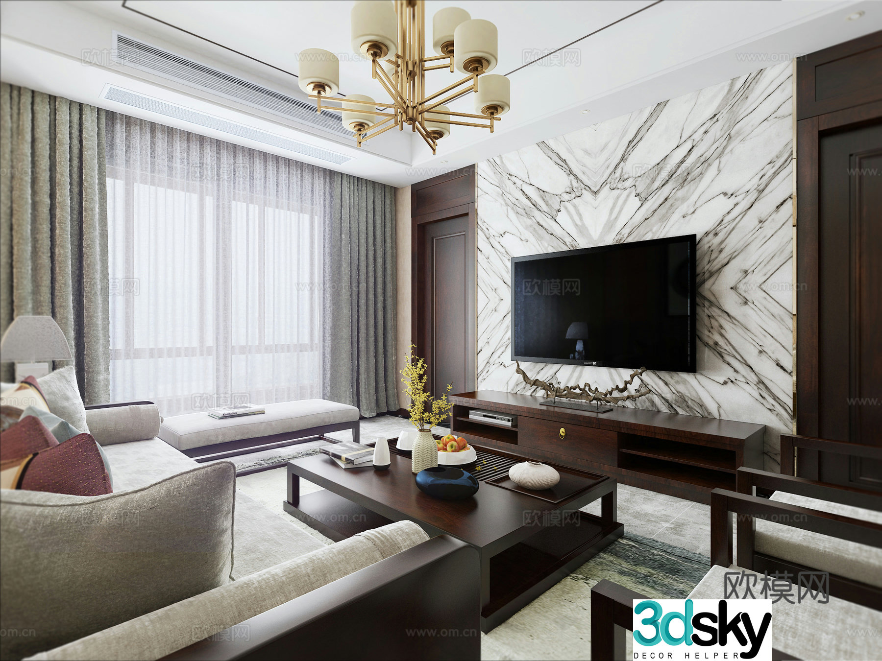 New Chinese living room 3D model