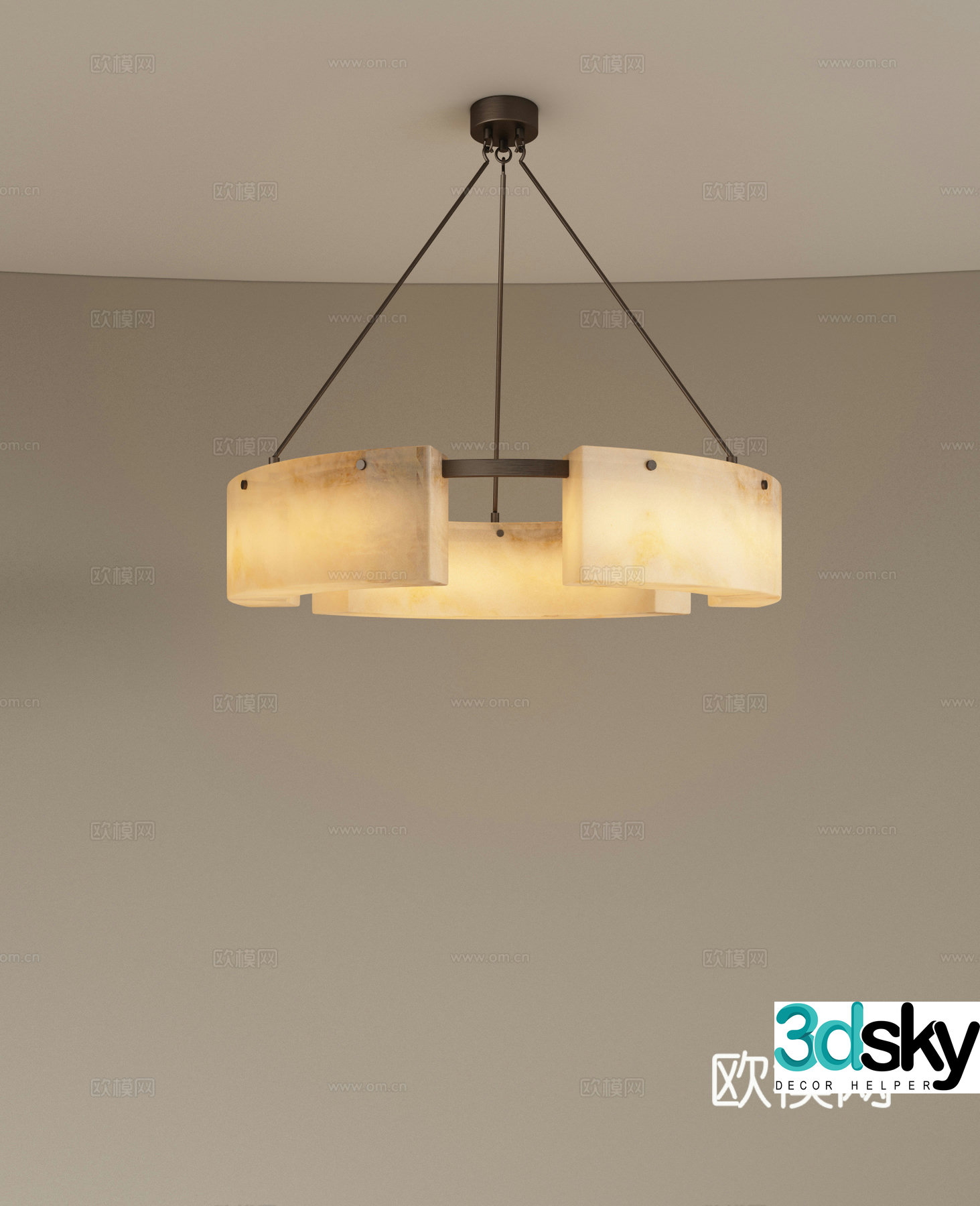 Modern retro chandeliers restaurant chandeliers private room chandeliers living room chandeliers translucent stone chandeliers 3D model