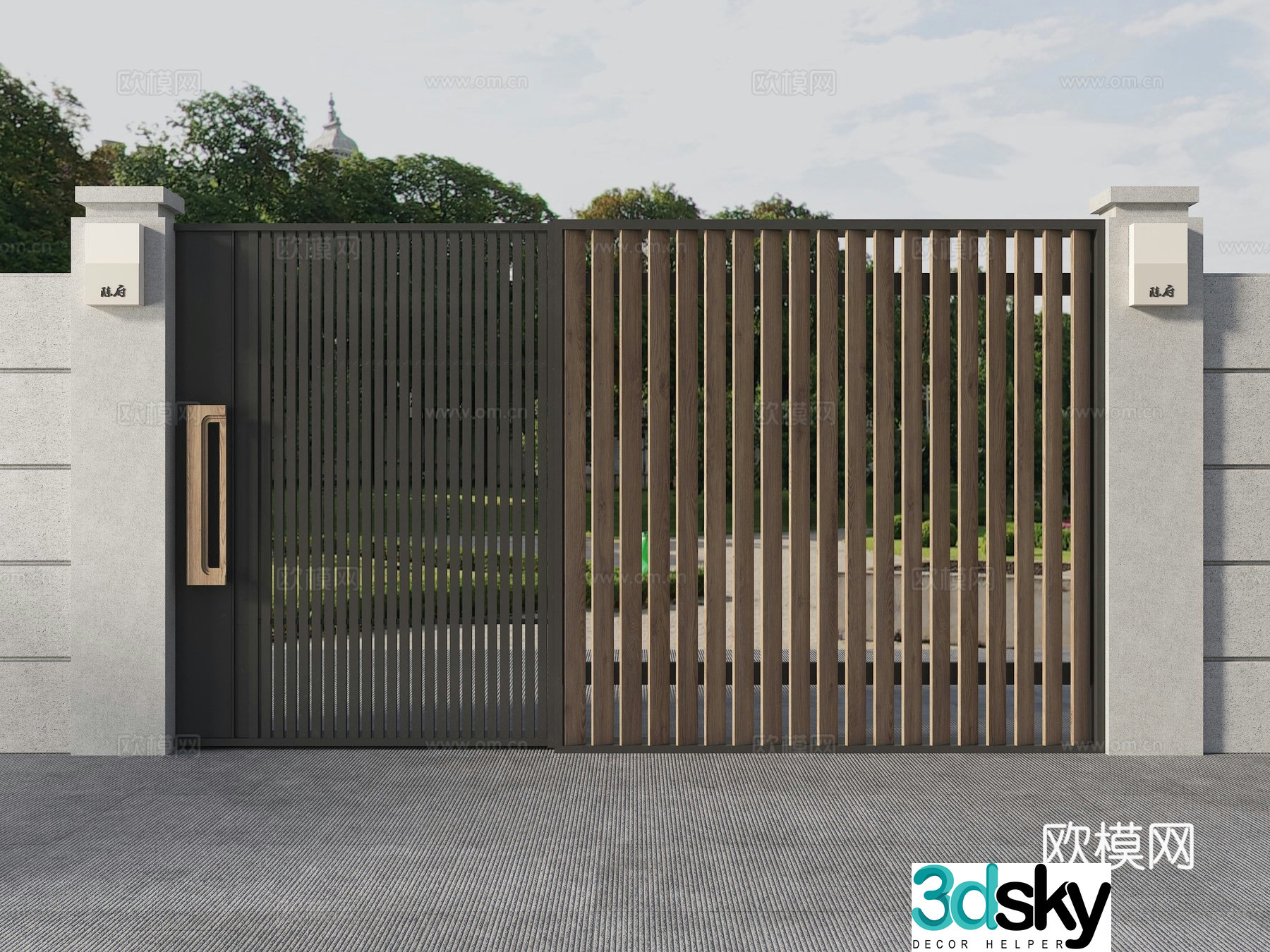 Courtyard door Villa door Garden door Wrought art gate Entrance door 3D model