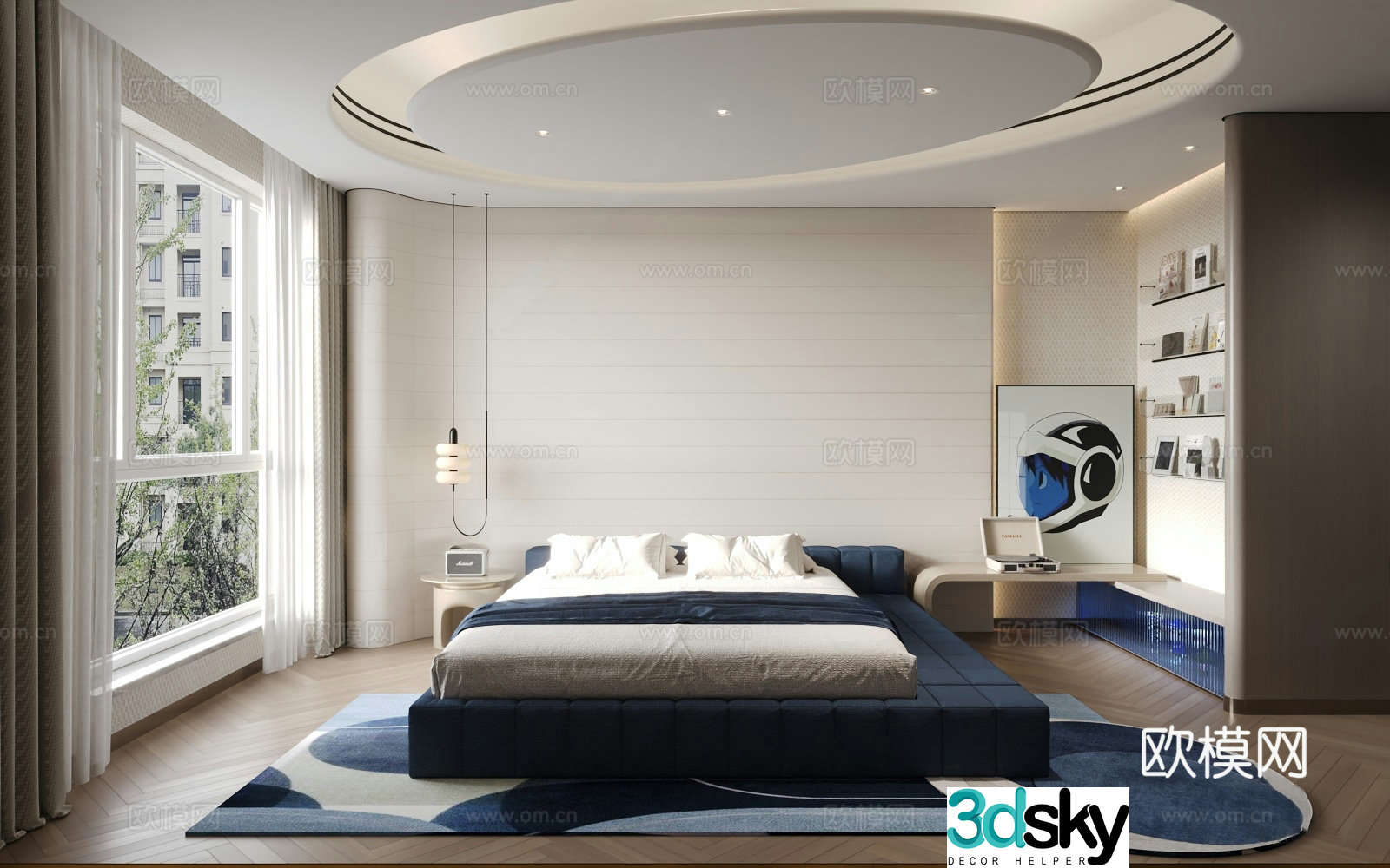 Modern simple home bedroom master light bedroom blue master bedroom modern master bedroom simple master bedroom 3D model