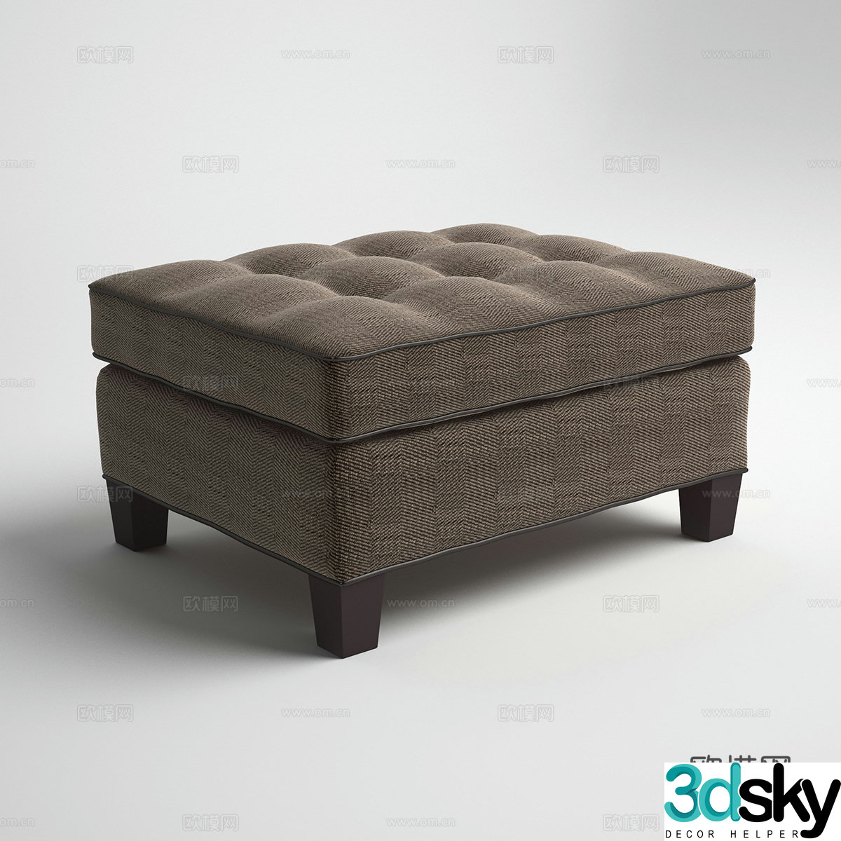 3D model of hair sitting on the bench