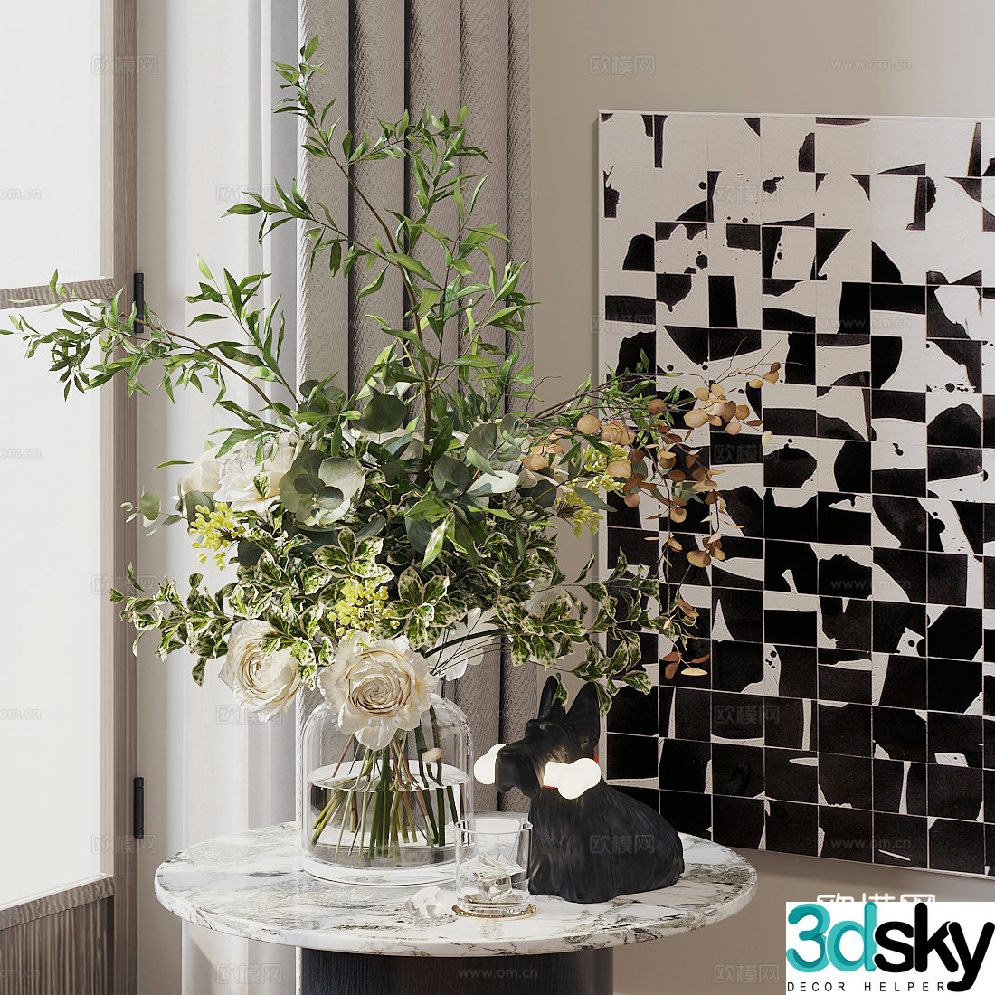 Modern flower art glass vase flower art flower art ornaments flower art living room vase ornaments 3D model