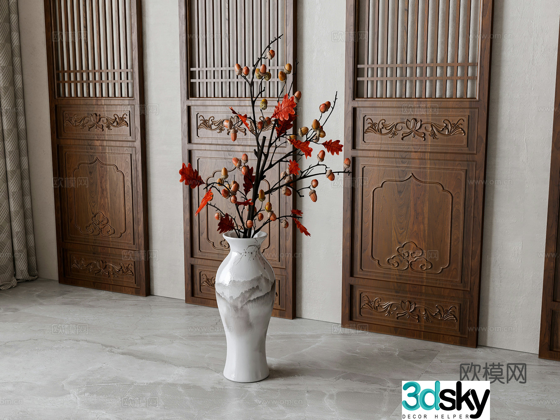 New Chinese vase flower art 3D model