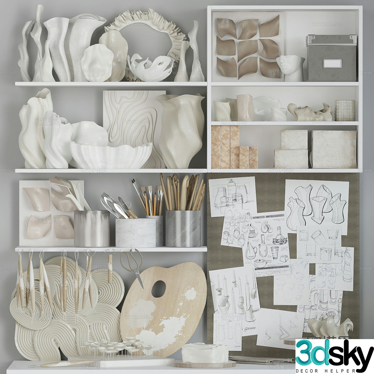 Modern art painting tools 3d model