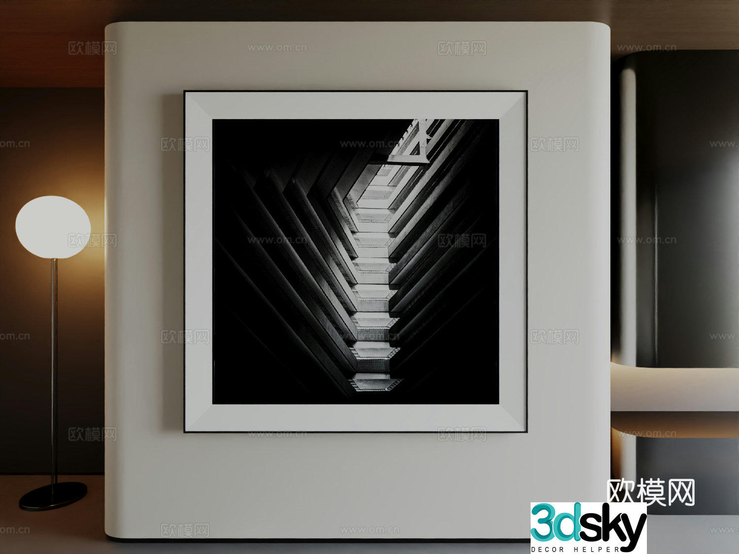 Modern minimalist high-end hanging painting Italian minimalist art abstract hanging painting 3d model