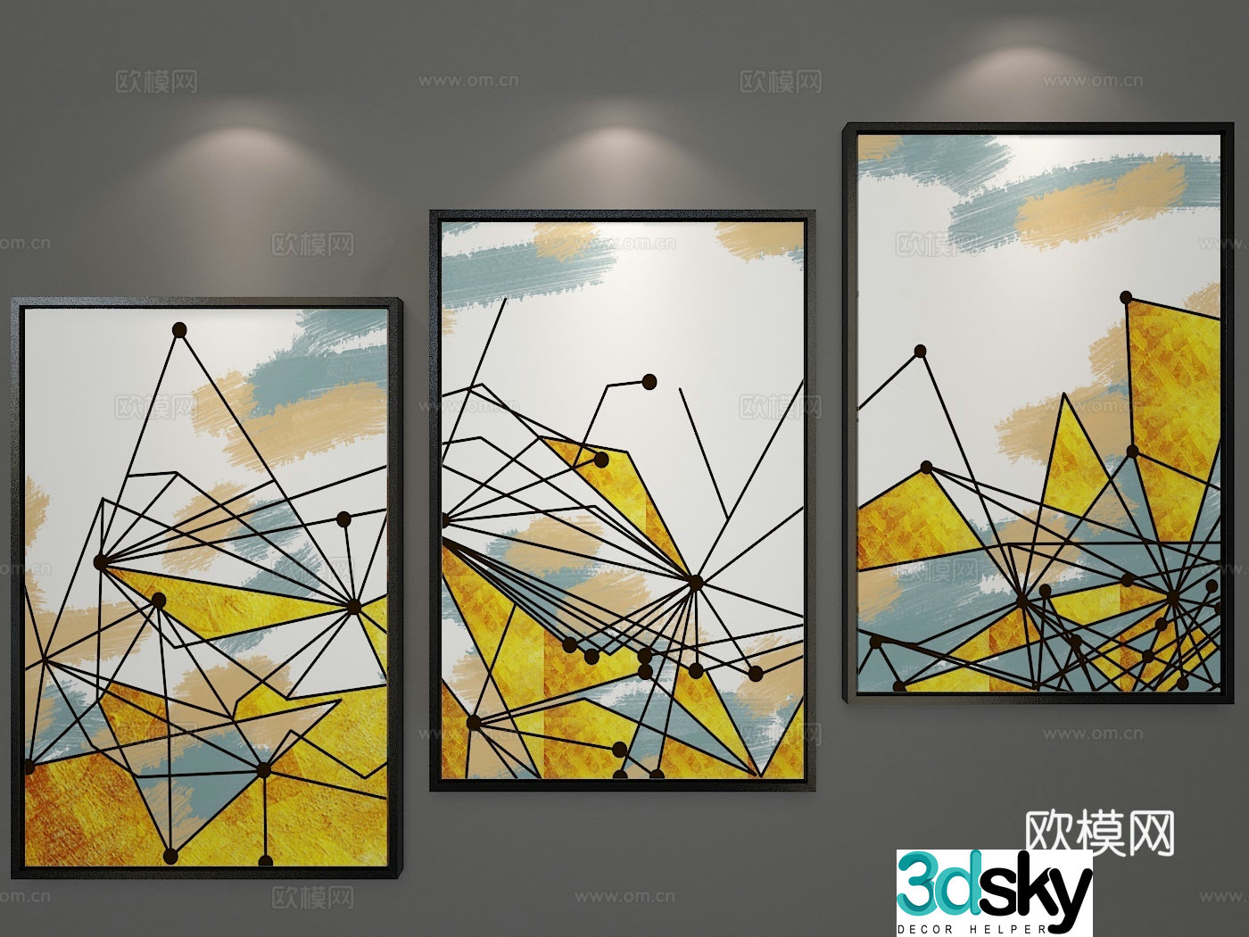 Modern minimalist decorative hanging painting 3d model