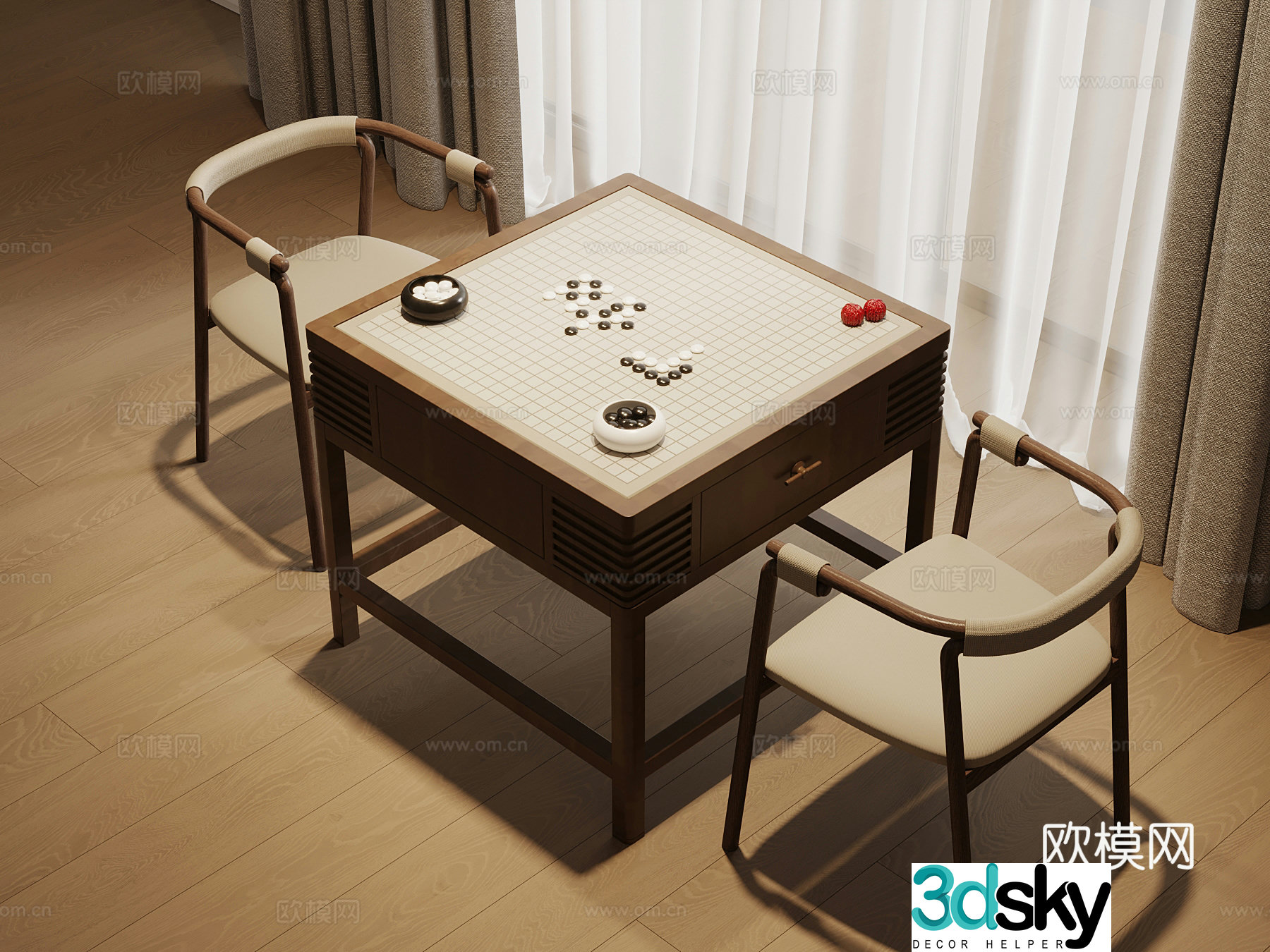 Entertainment equipment modern go table chair 3d model