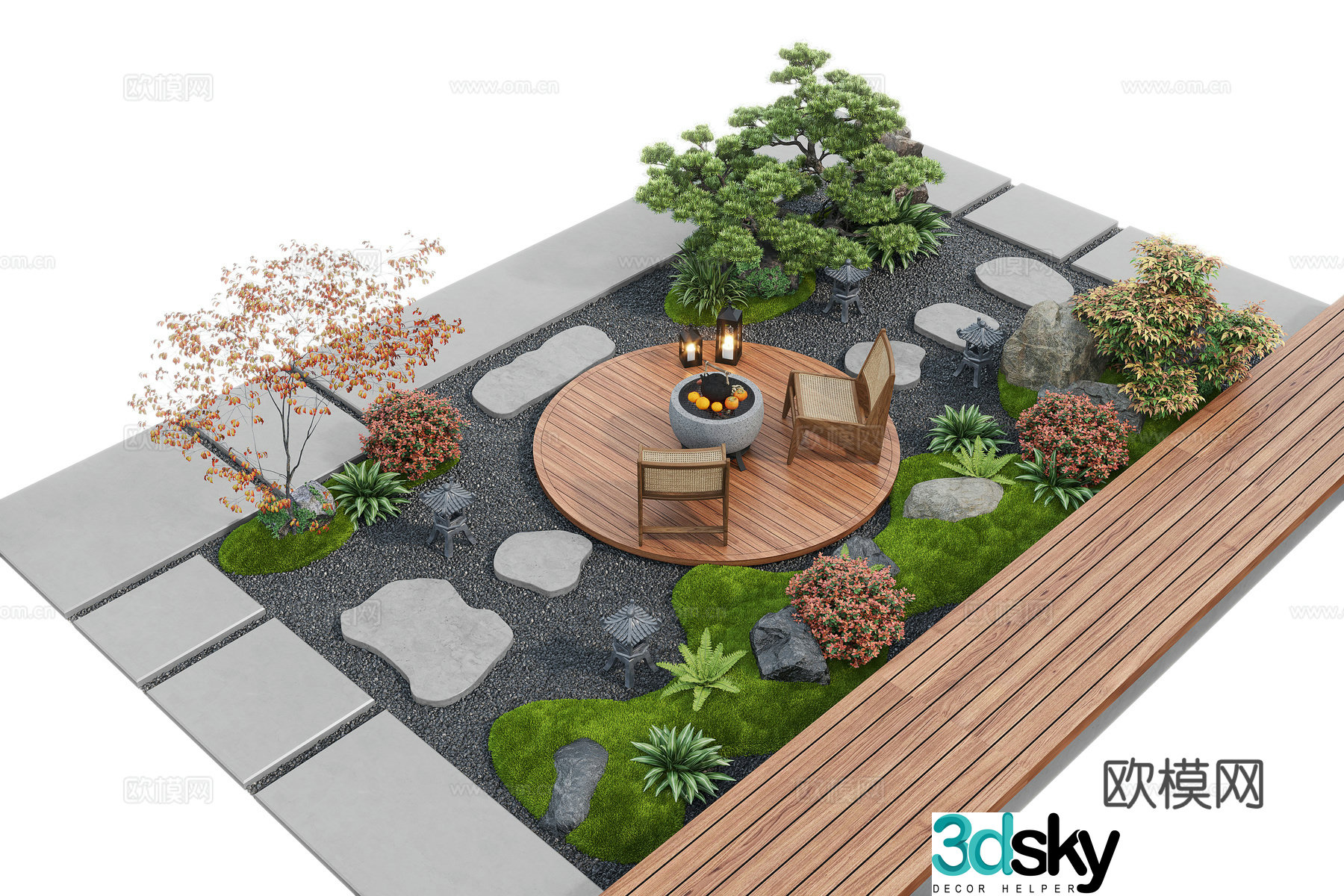 Garden landscape Landscape sketch Dingbu Moss landscape 3d model