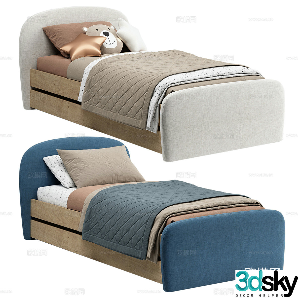 Modern Nordic art children’s bed 3D model