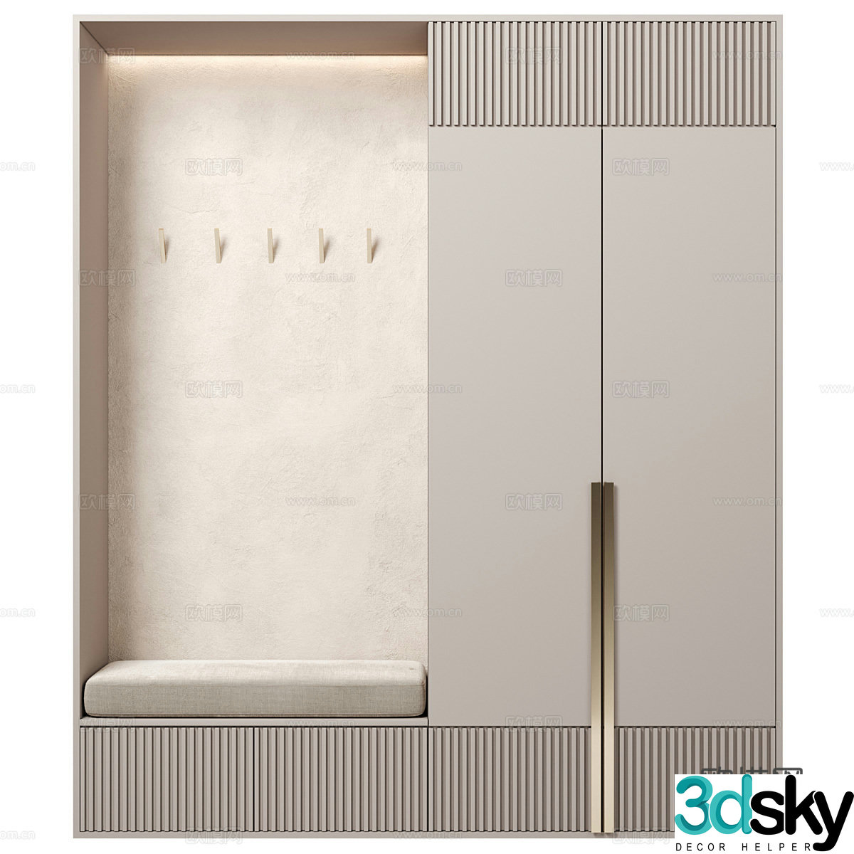 New Chinese style entrance shoe cabinet 3D model