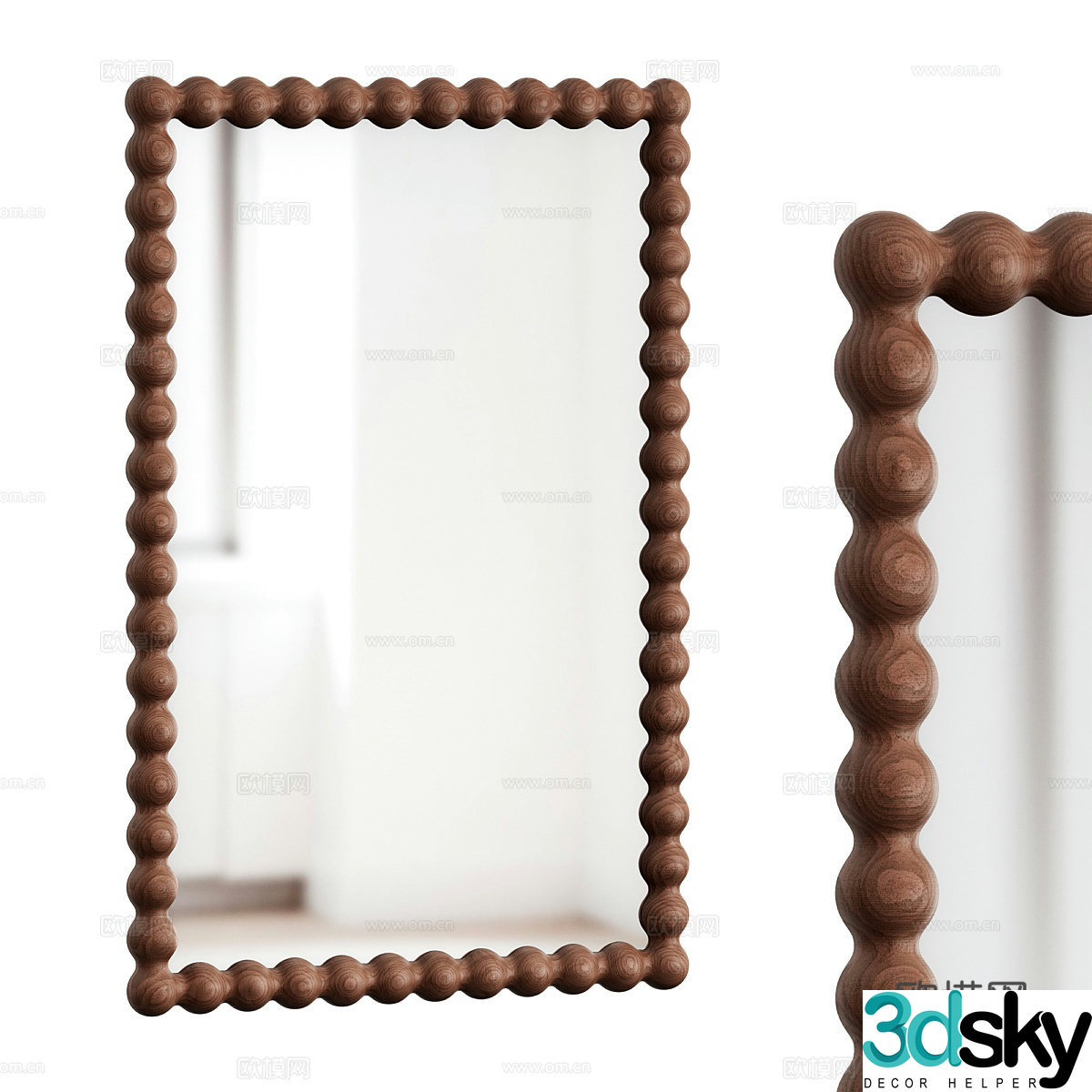 New Chinese style medieval decorative mirror 3D model