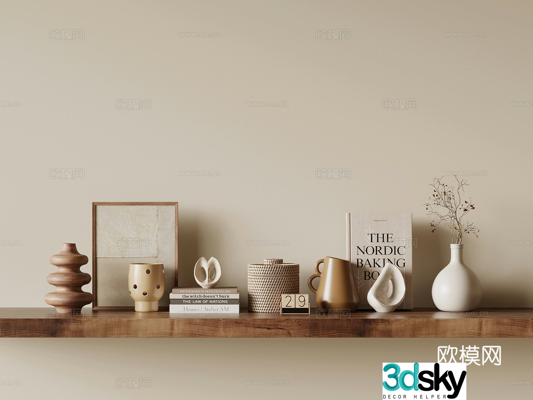 Ornaments medieval style ornaments book ornaments vase flower art 3d model