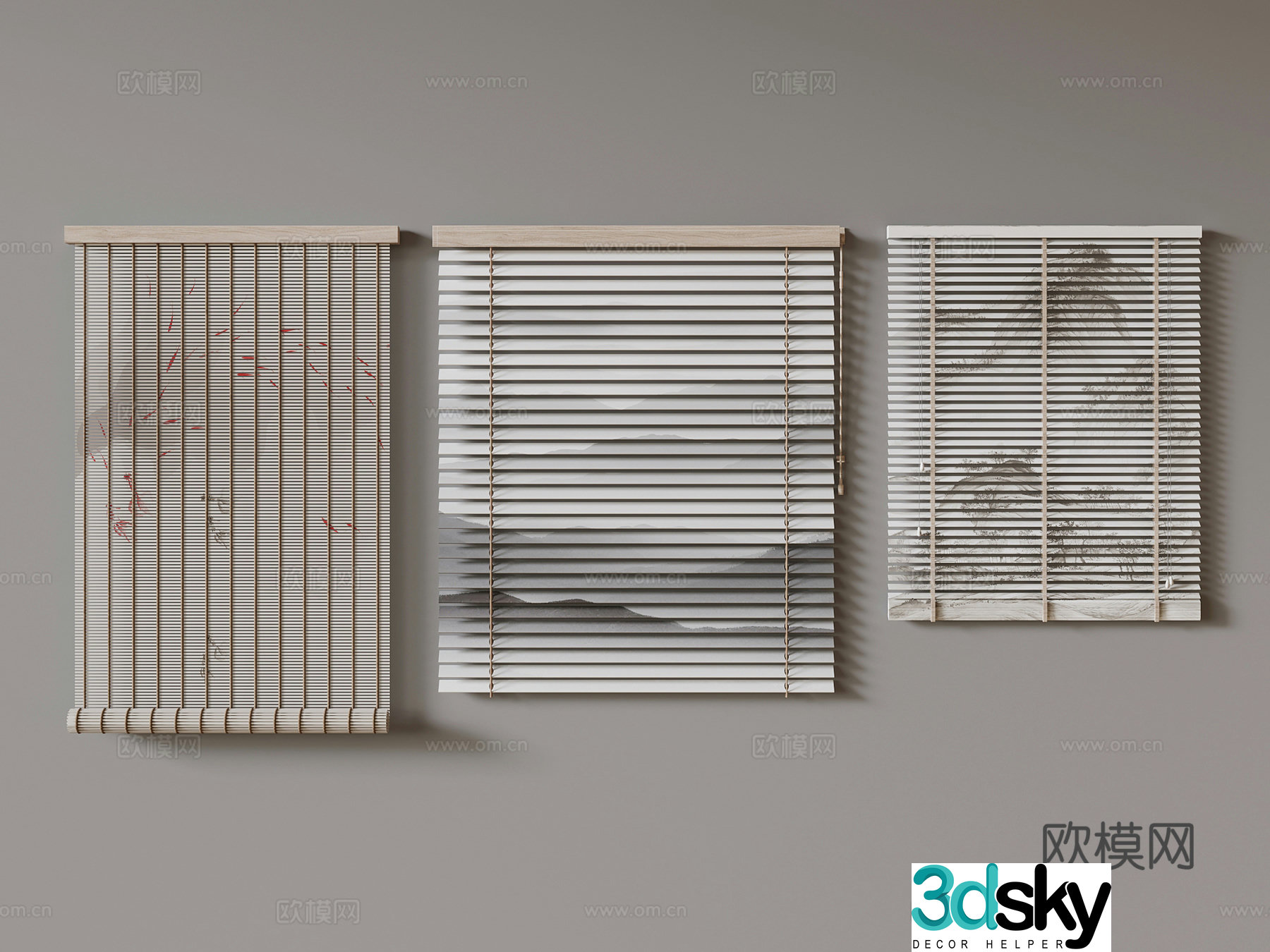 Venetian blinds New Chinese roller blinds Venetian blinds 3D model
