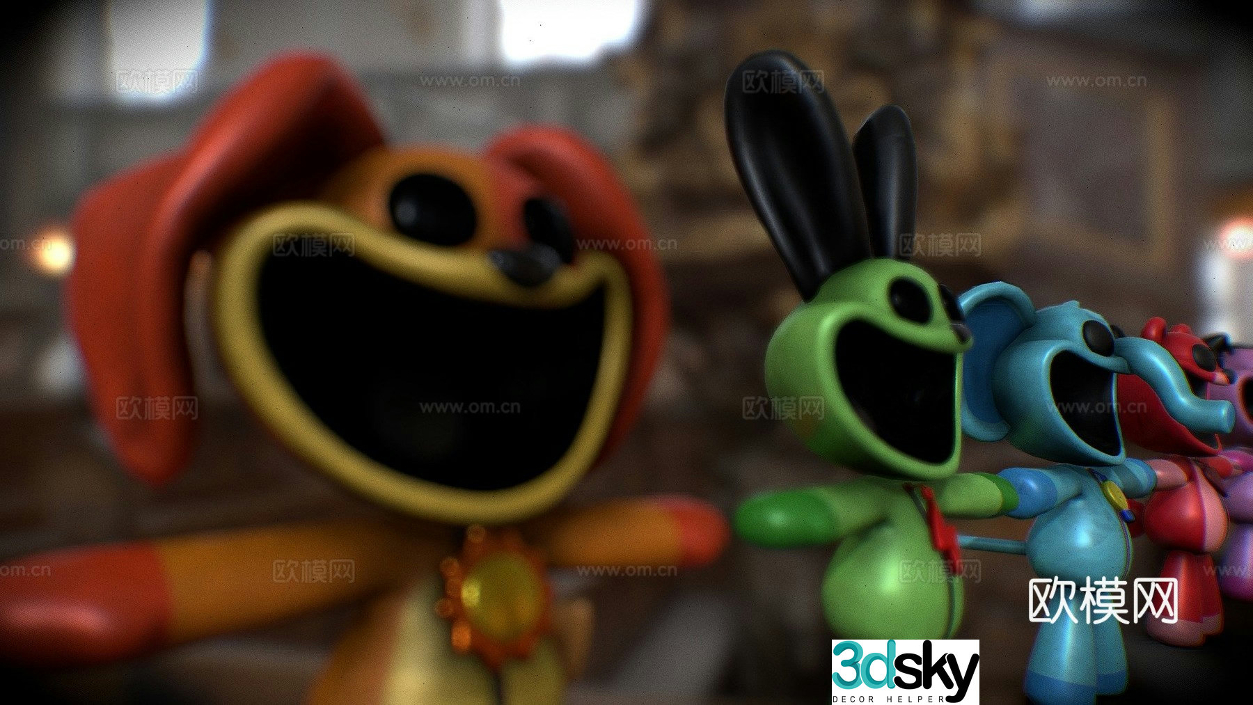 Colorful smiling small animal plush-PPT_CH33d model