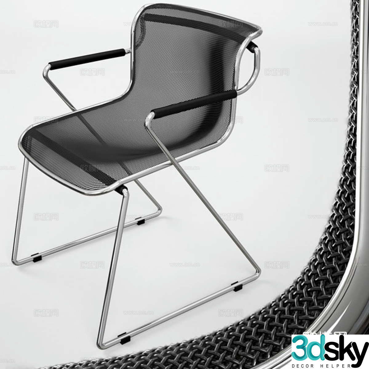 Modern stainless steel office chair 3d model