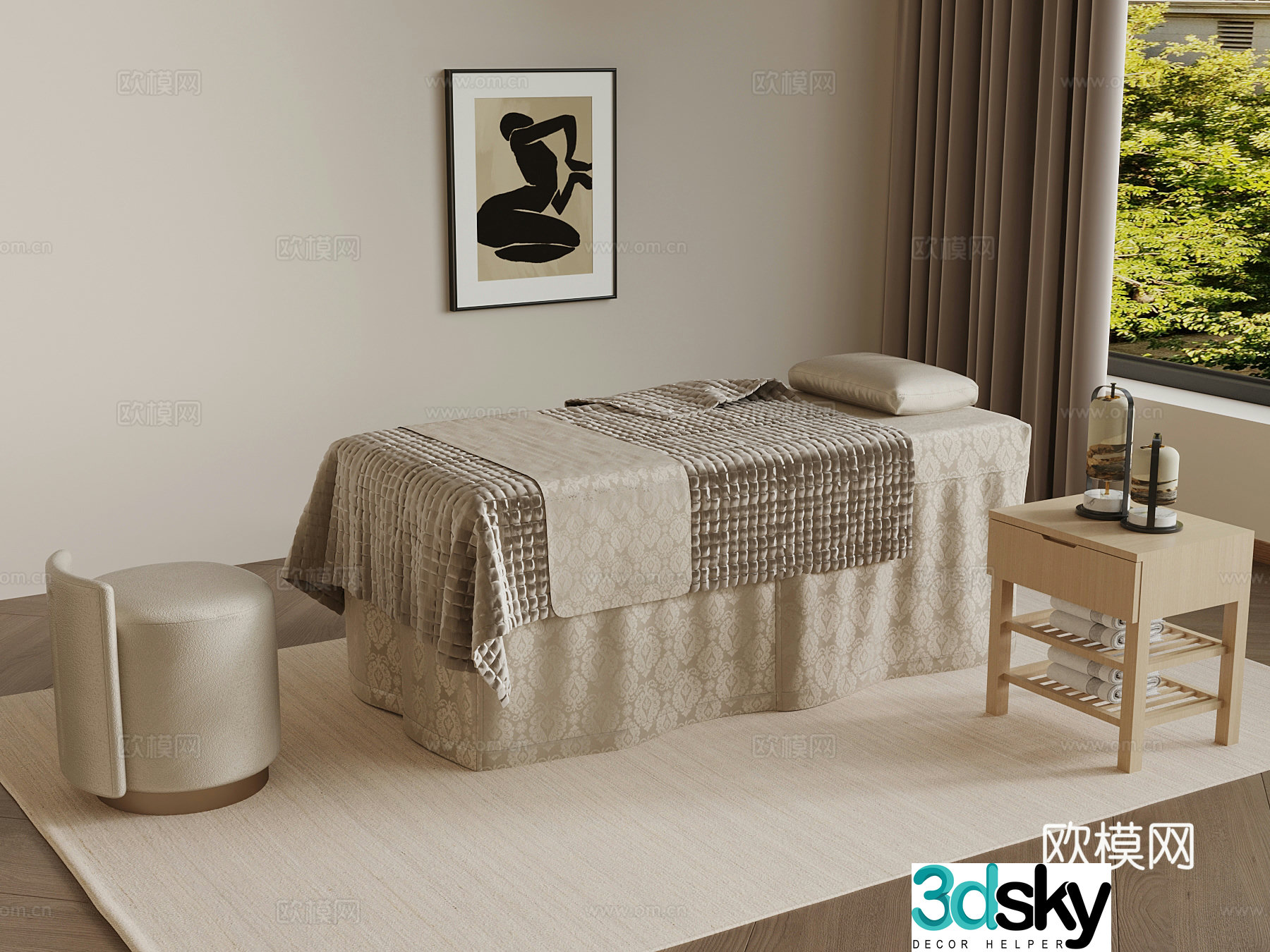 Modern massage table beauty supplies 3d model