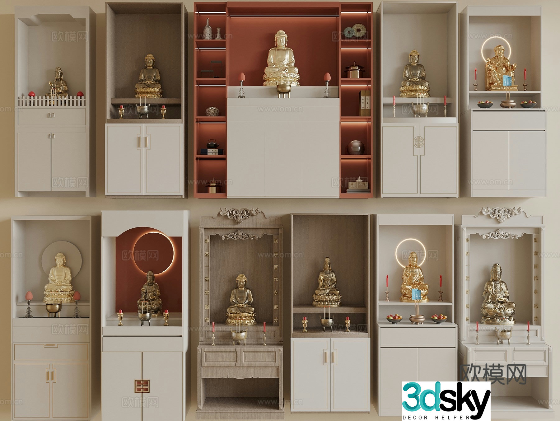 New Chinese style Buddha niche cabinet Buddha niche 3D model