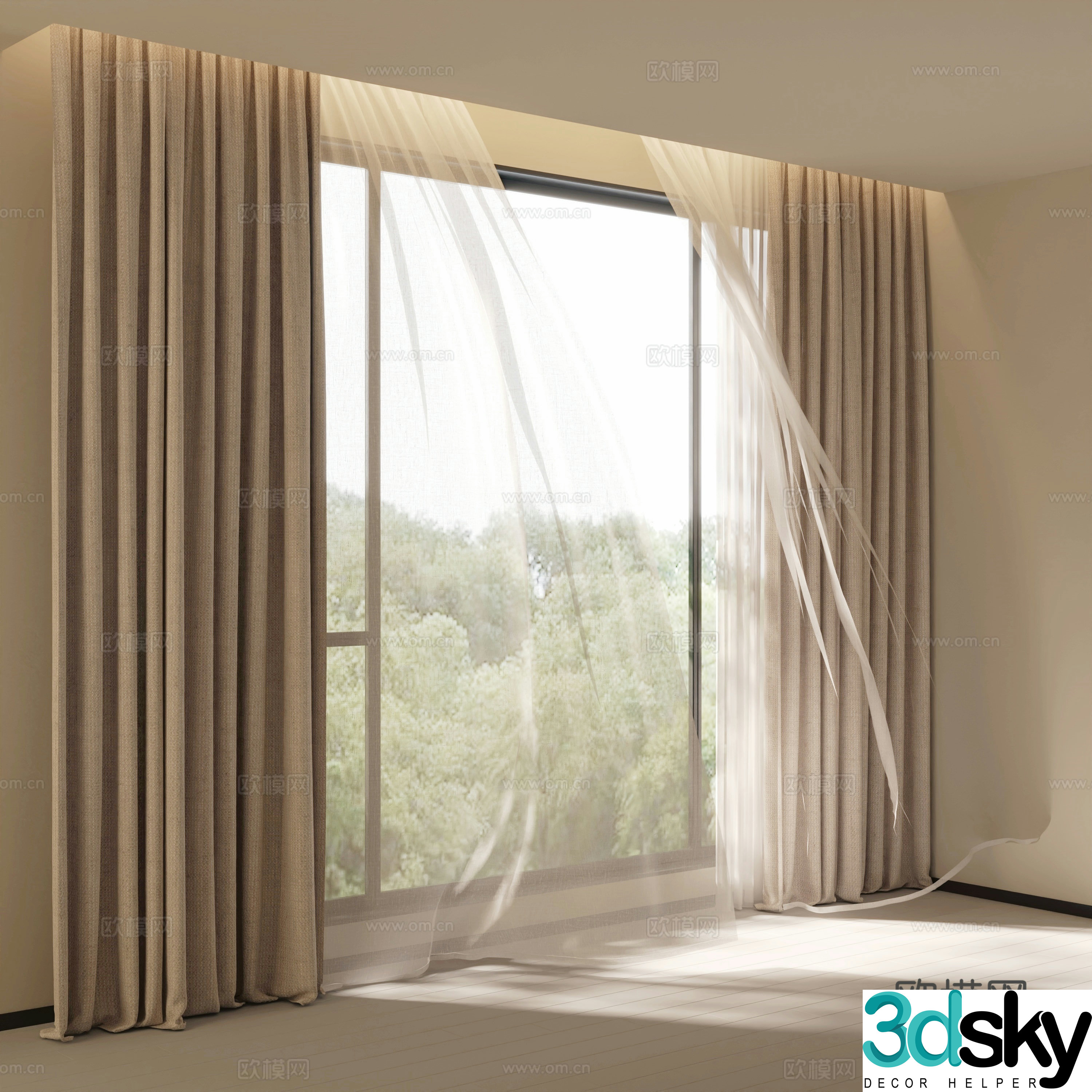 Modern universal curtains_Modern curtains Dream curtains 3D model 3D model