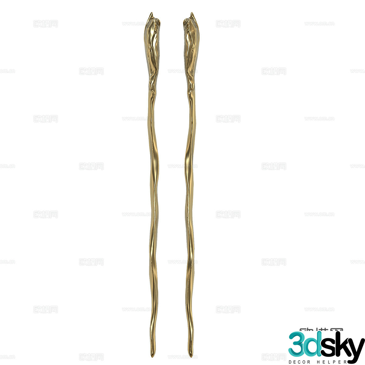 Metal handle Light luxury handle Golden metal handle Creative door handle 3D model