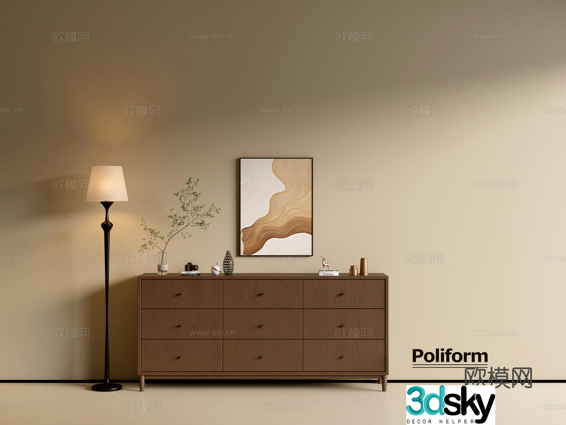 Modern wood grain cabinet ins wind minimalist wind cabinet whole cabinet sideboard balcony cabinet storage 3D model