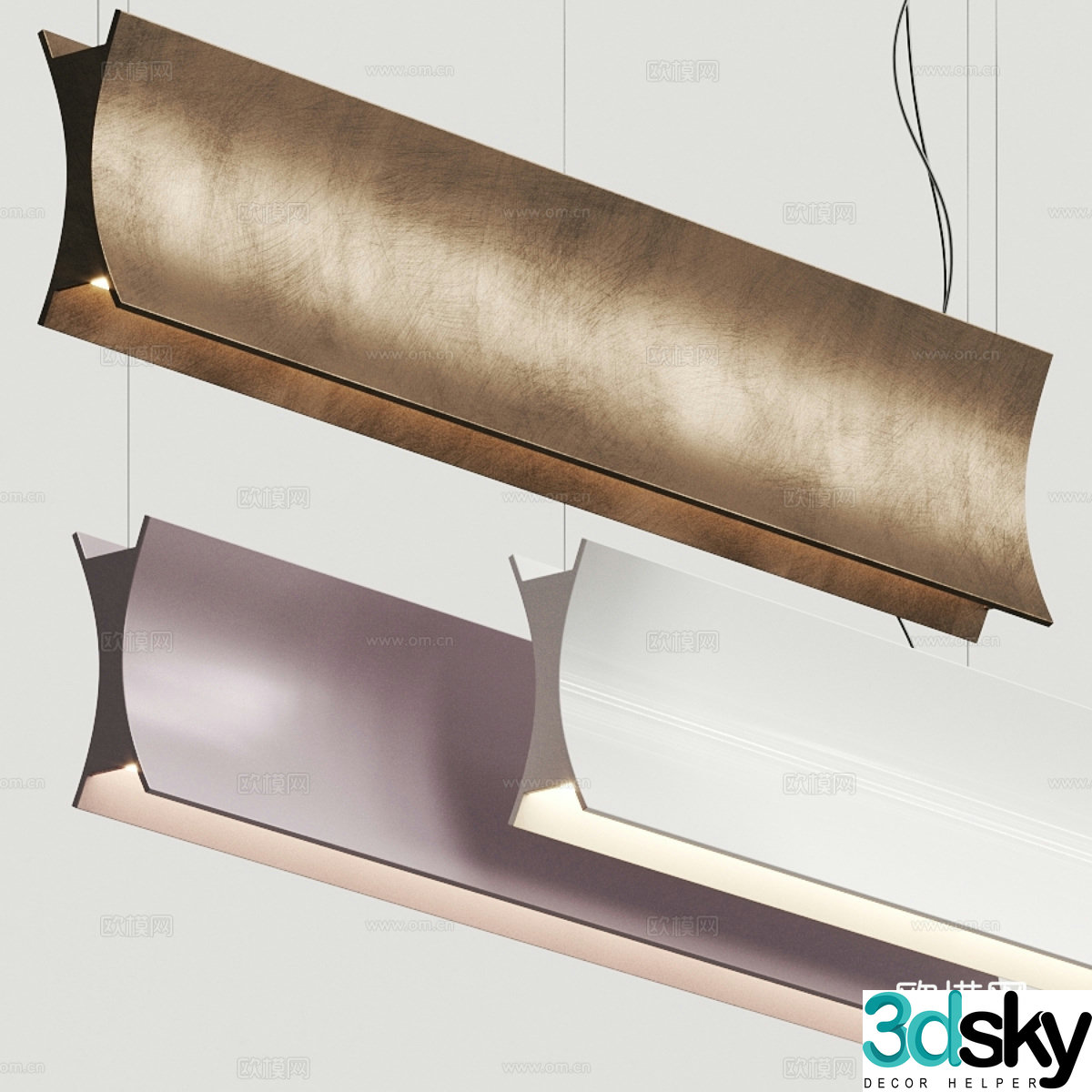 Modern Italian light luxury strip chandeliers 3D model
