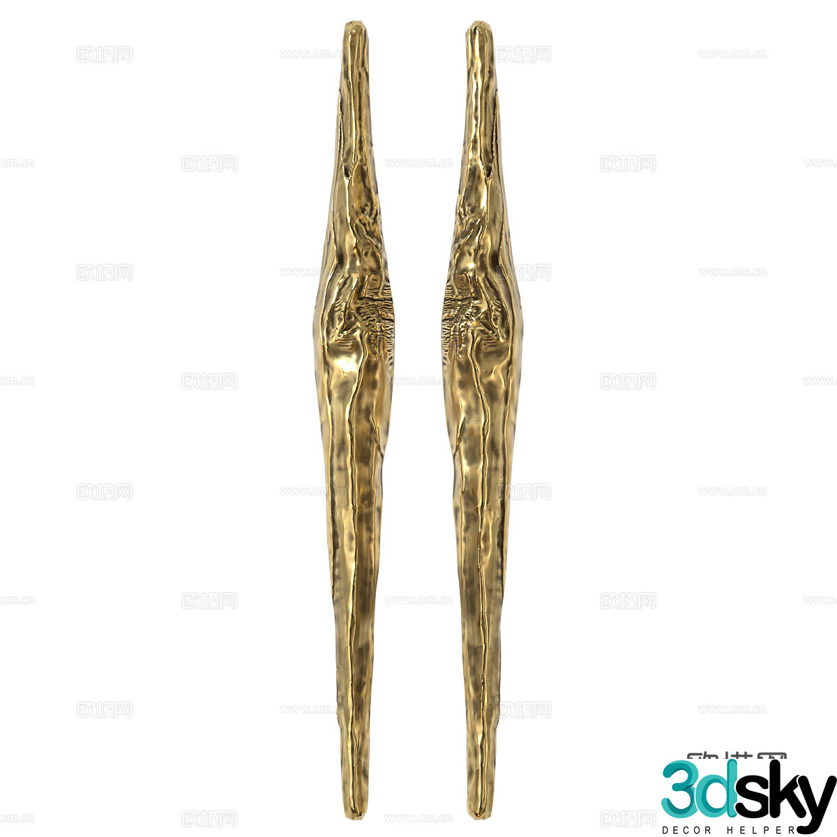 Metal handle Light luxury handle Golden metal handle Creative door handle 3D model