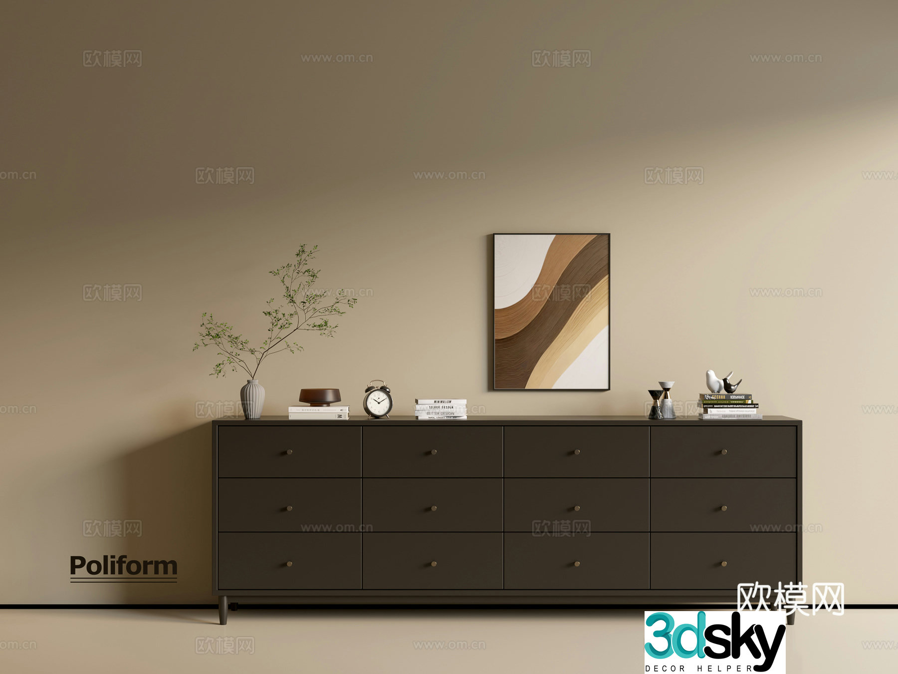 Modern black cabinet ins wind side cabinet chest cabinet low cabinet whole cabinet dining side cabinet balcony cabinet 3d model