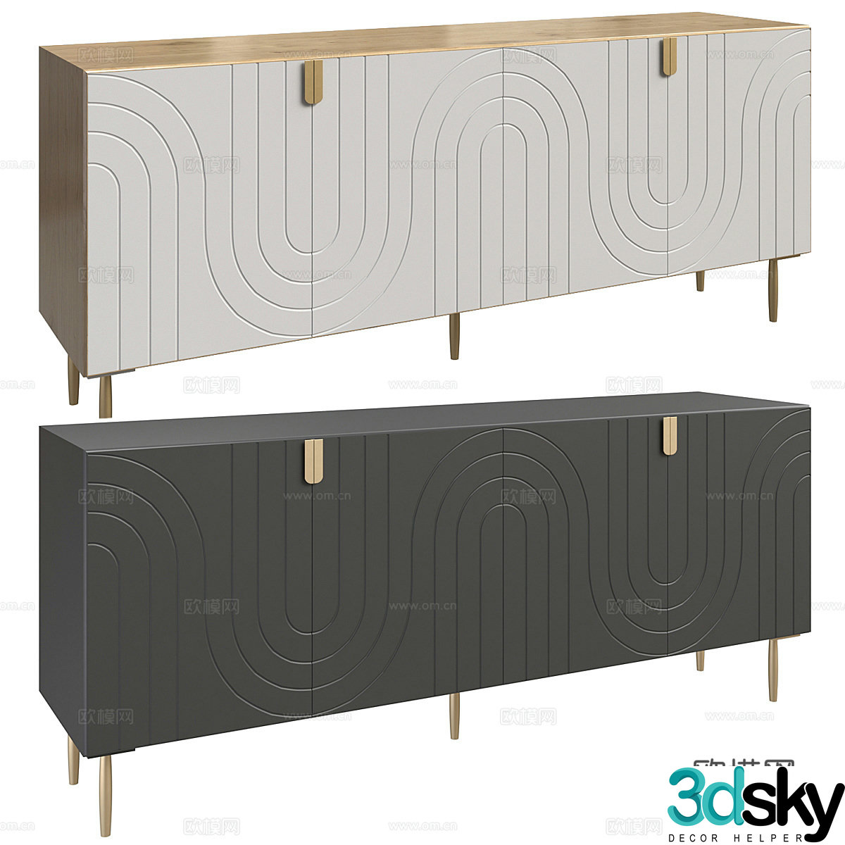 Modern Italian cream-air TV cabinet 3d model