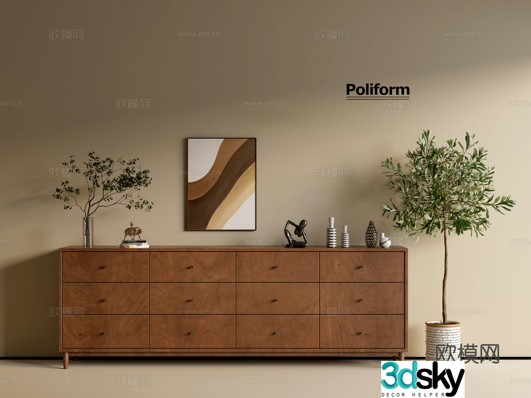 Modern wood grain cabinet ins wind minimalist wind cabinet whole cabinet sideboard balcony cabinet storage 3D model