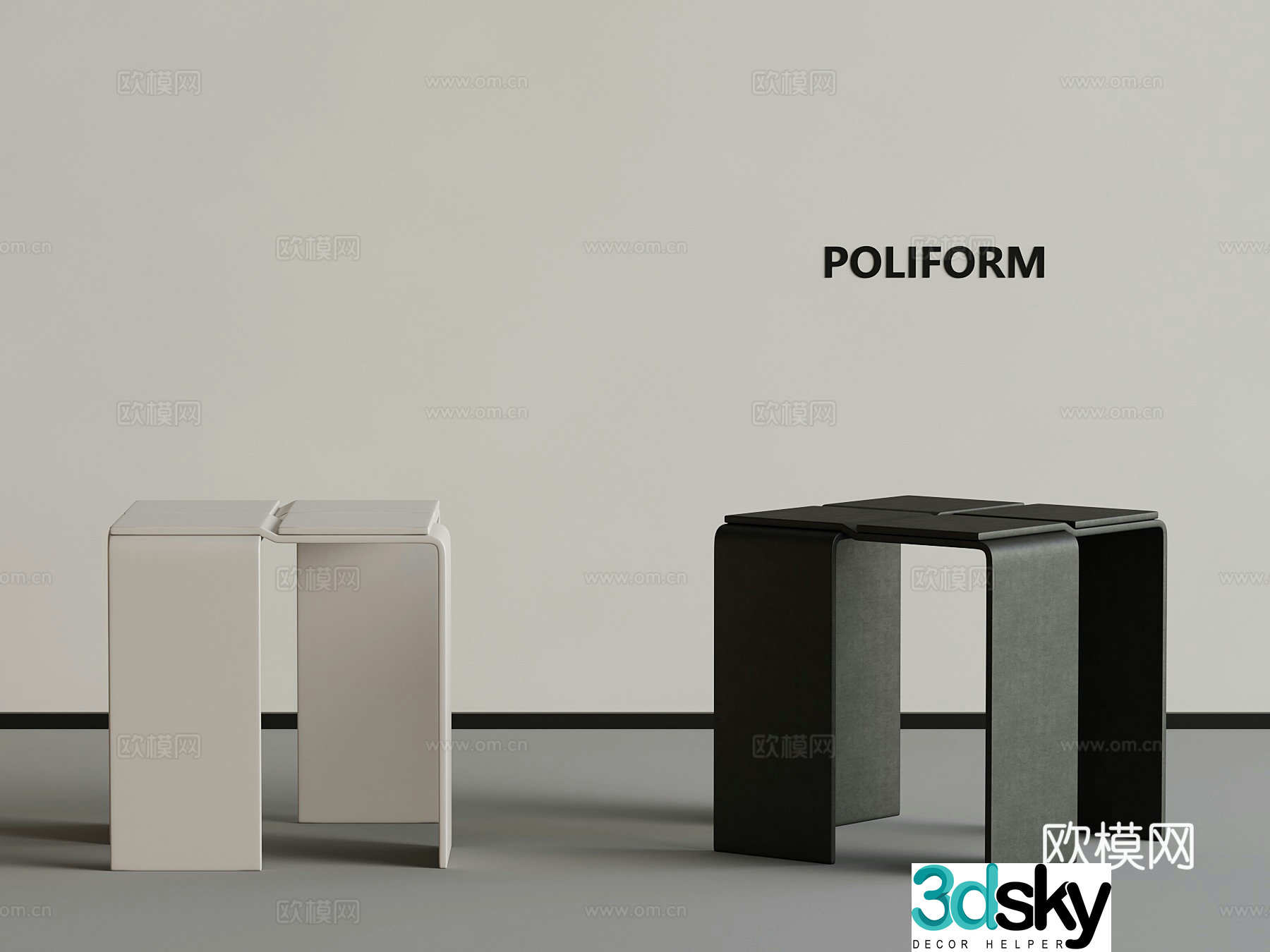Modern stool creative stool low stool 3d model