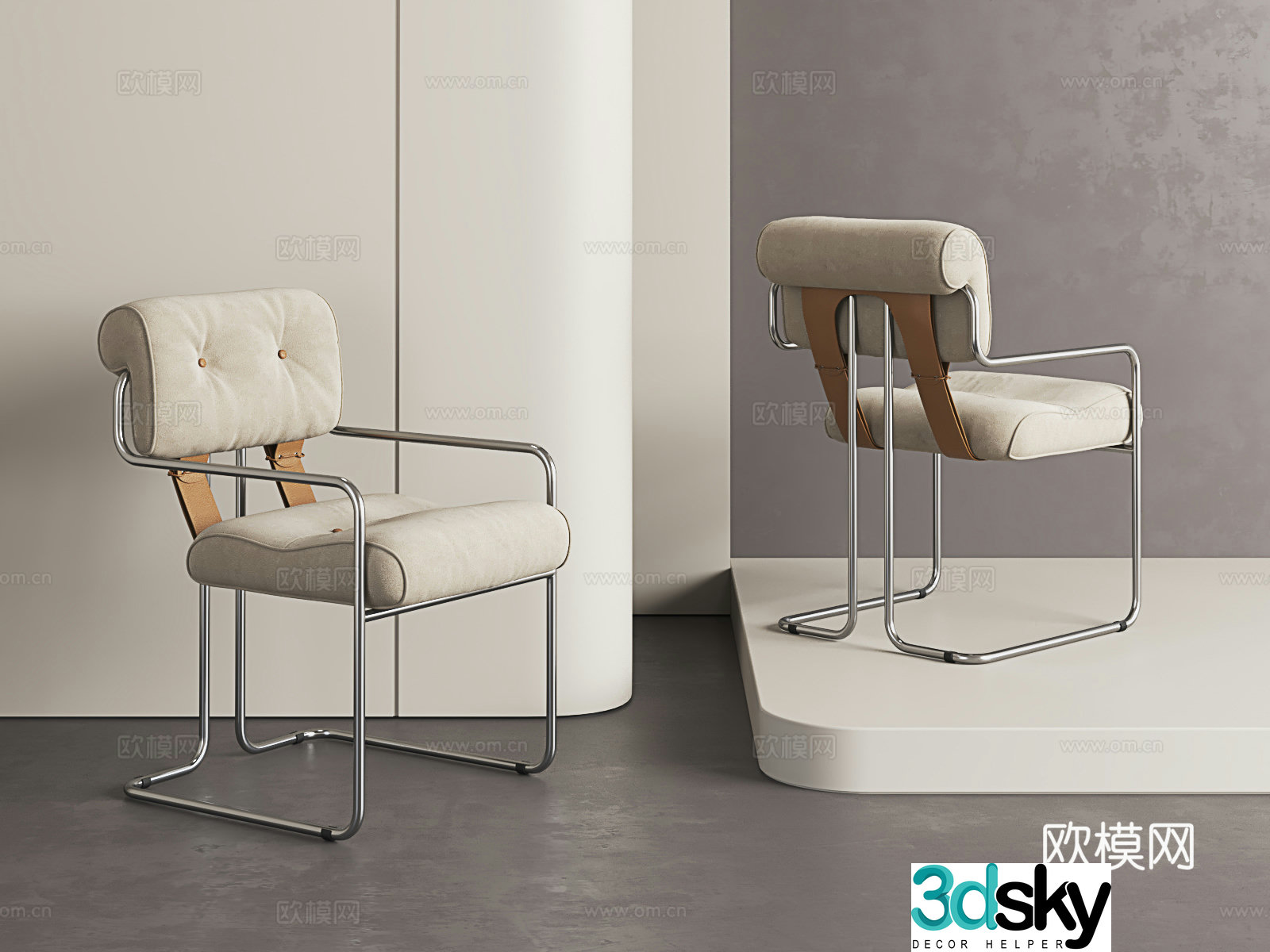 Modern leisure chair Italian single chair Medium desk chair Minimalist dining chair Light luxury desk chair 3D model