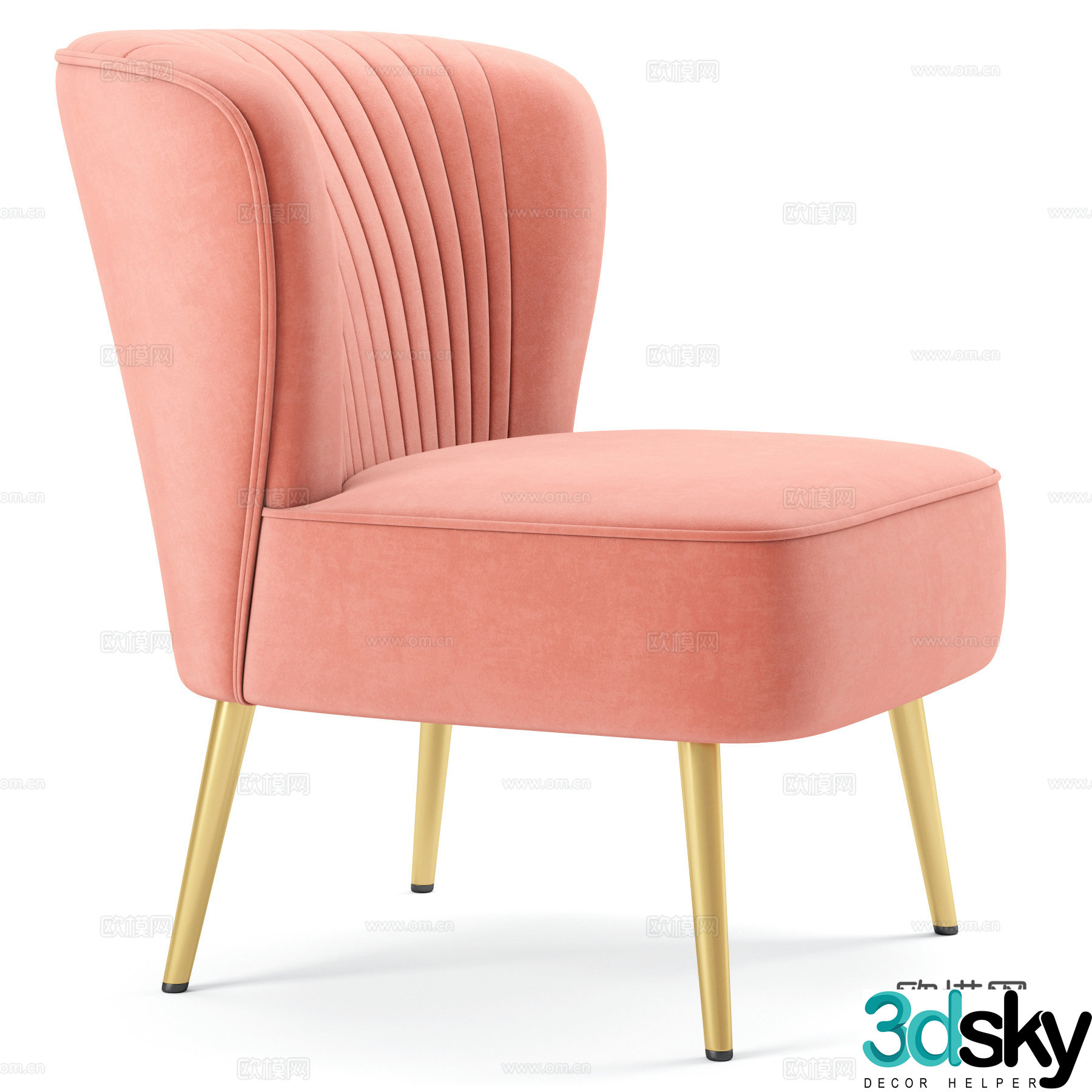 Modern light luxury fabric sofa chair 3D model