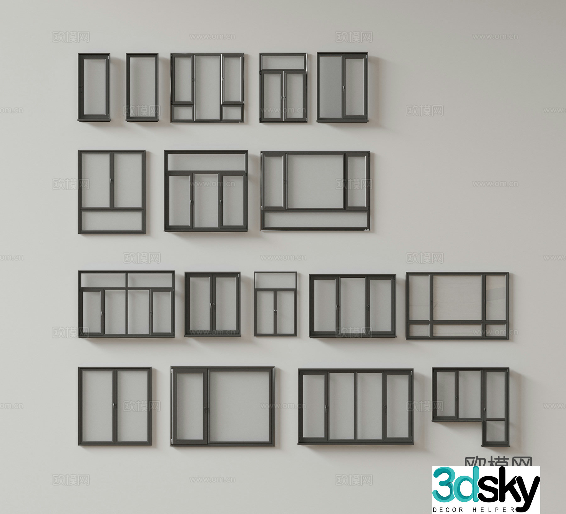 Modern window combination window glass window floor-to-ceiling window balcony window bay window bedroom window sliding window 3D model
