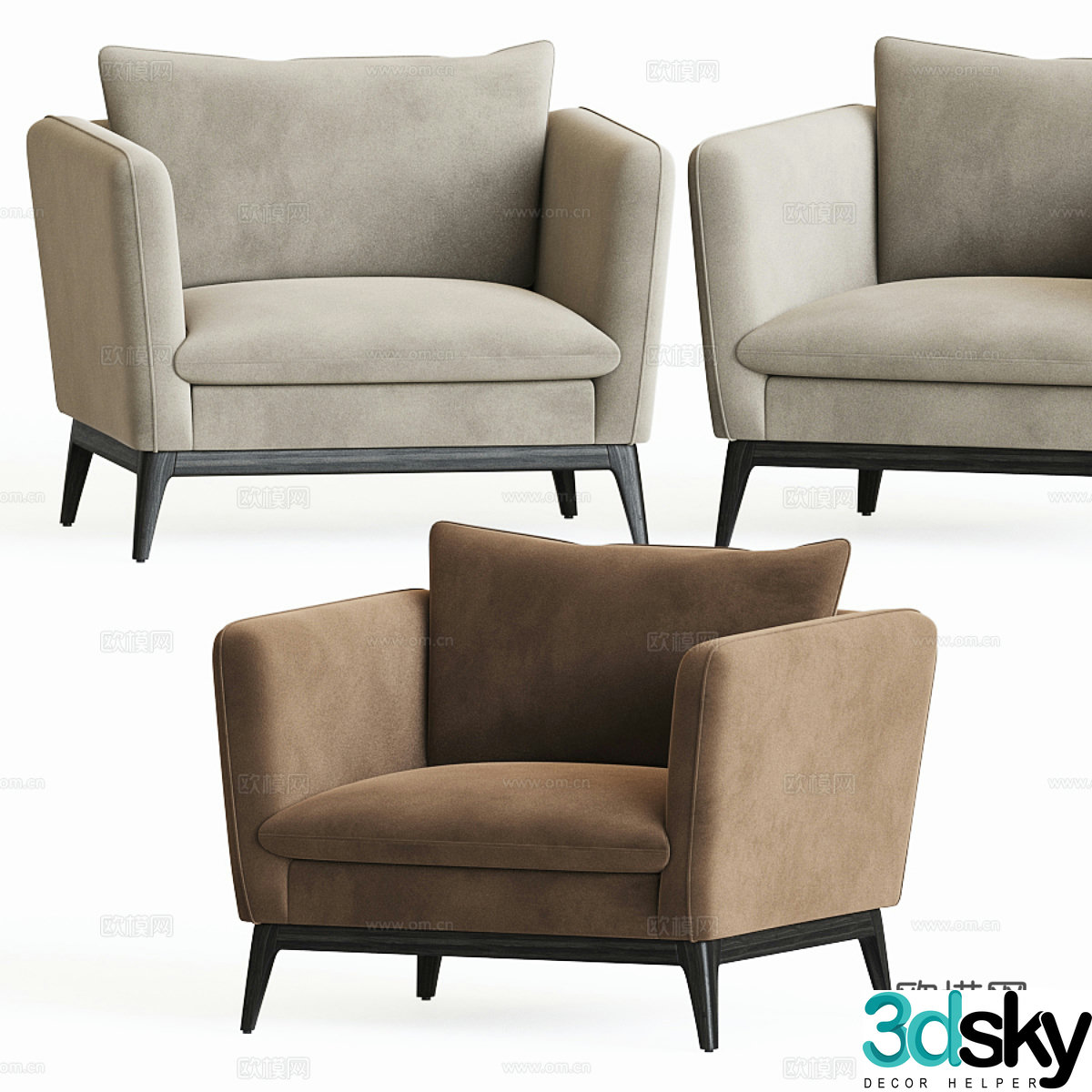 Modern Italian fabric armchair 3d model