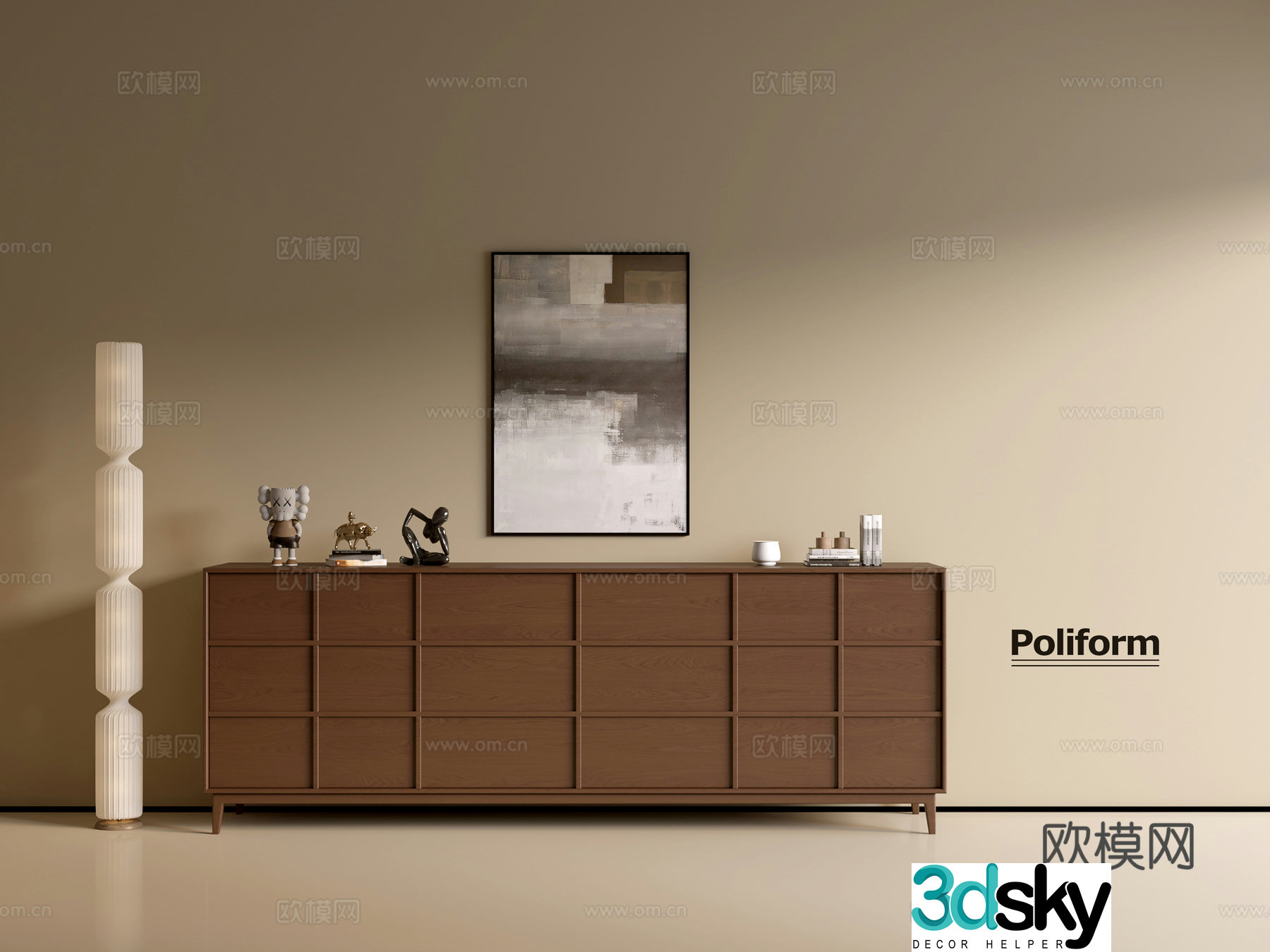 Modern wood grain cabinet ins wind minimalist wind cabinet whole cabinet sideboard balcony cabinet storage 3D model