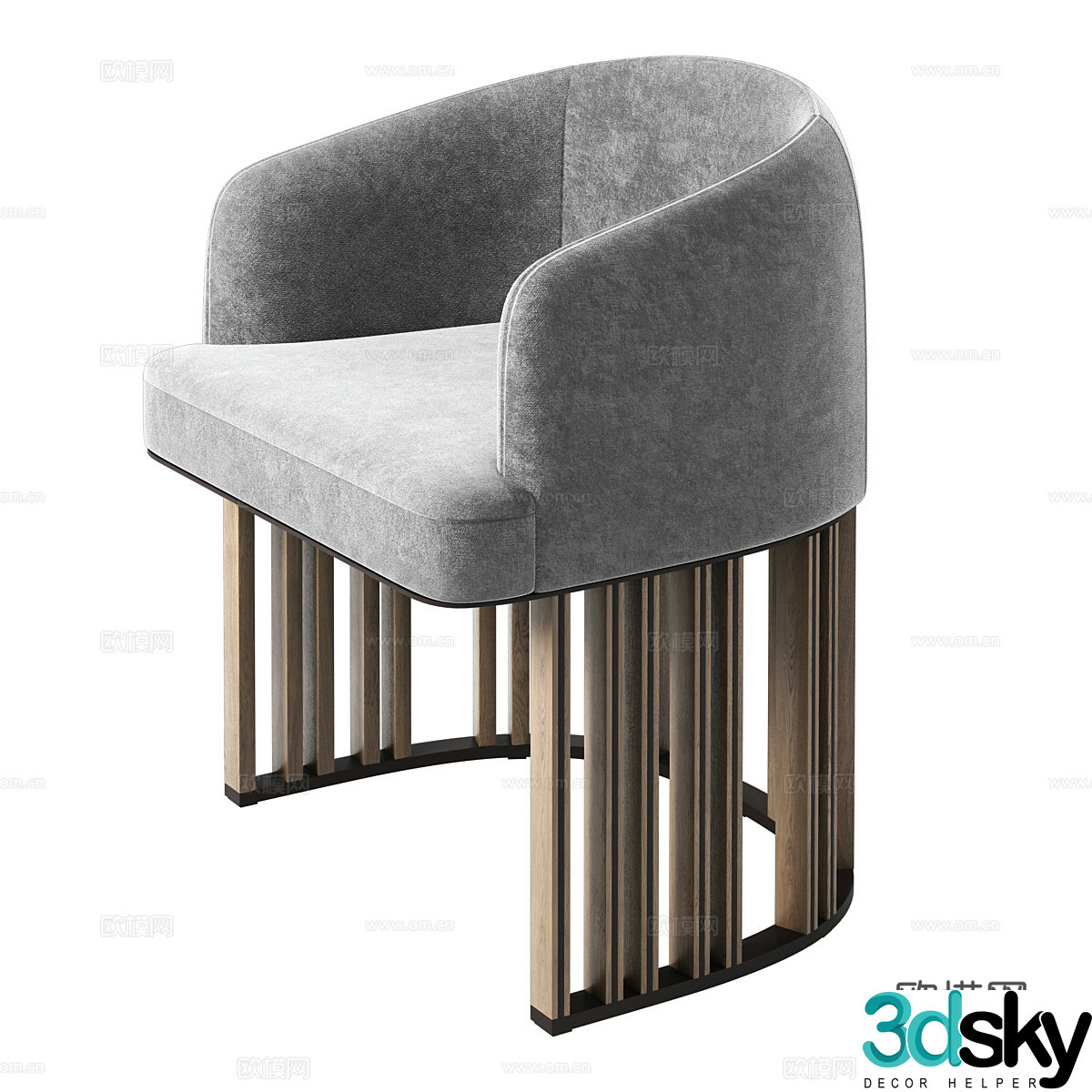 Modern Italian light luxury single chair 3D model