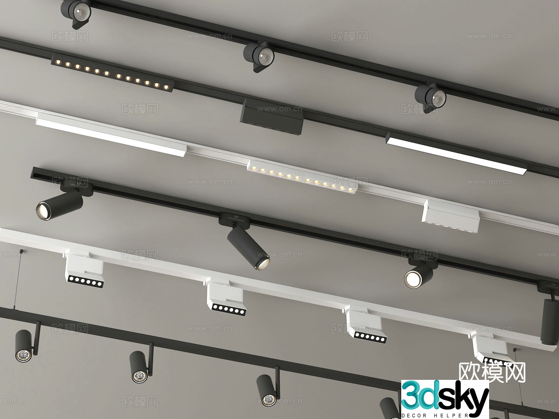 Track light spotlight downlight 3d model