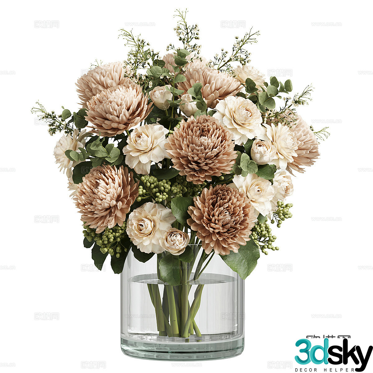 Modern Italian vase floral art 3d model