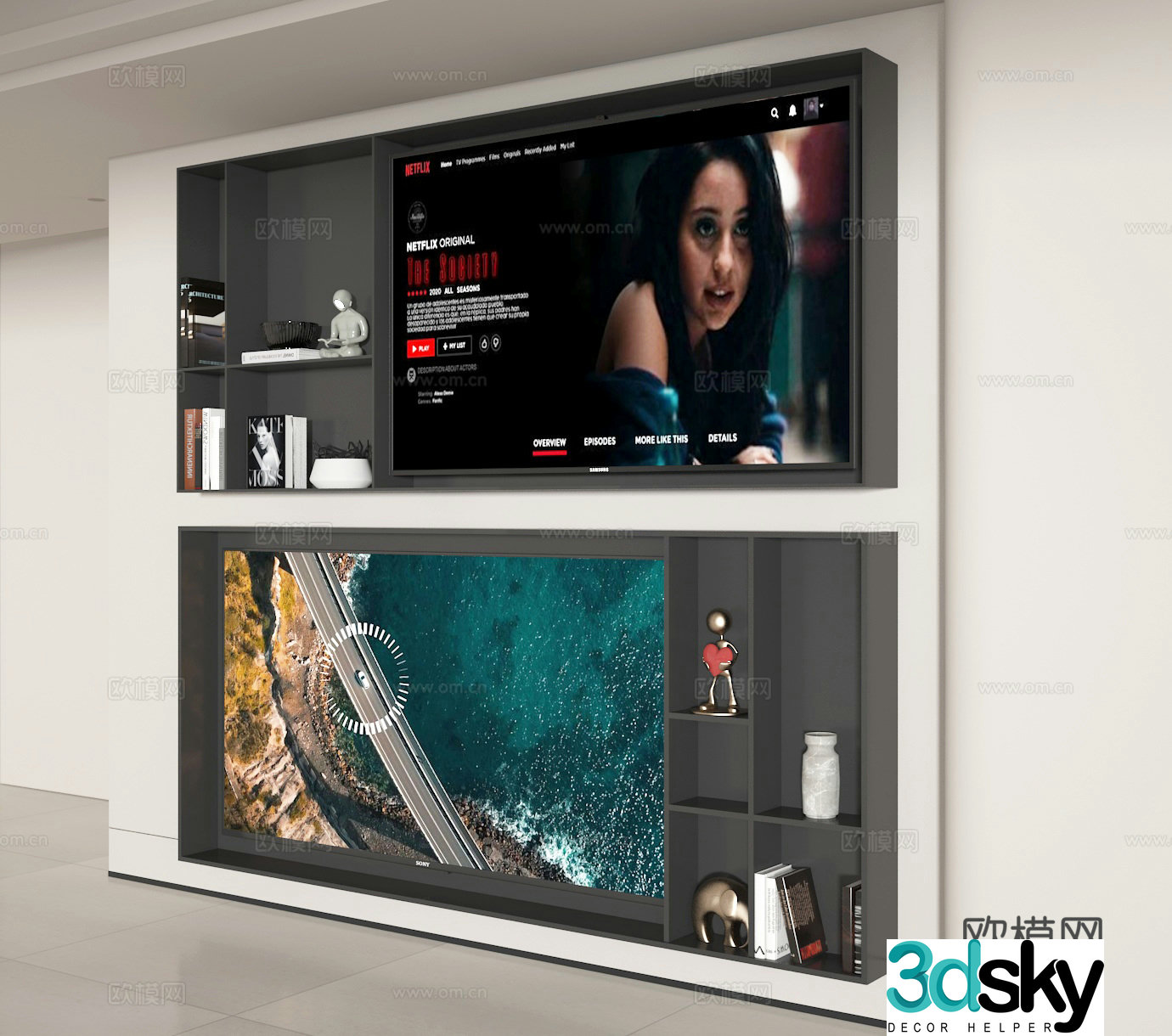 TV background cabinet 3d model