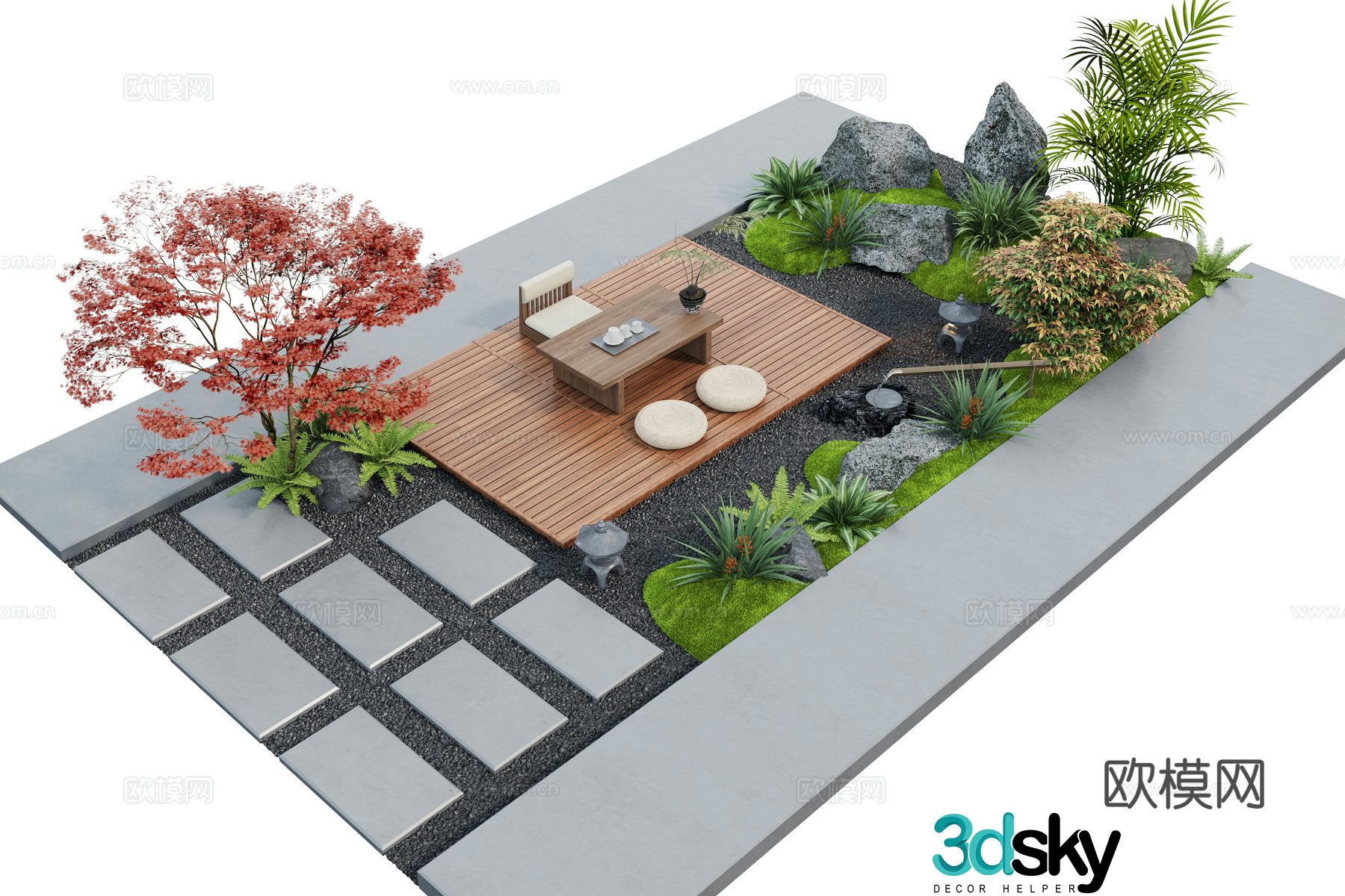 Garden landscape Landscape sketch Dingbu Moss landscape 3d model