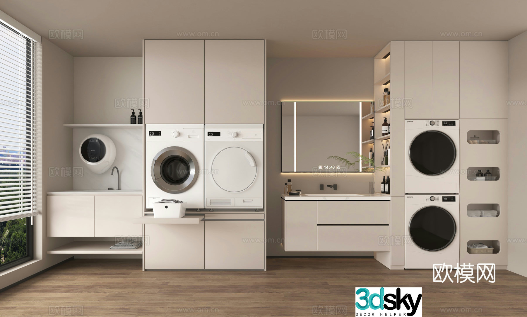 Washing cabinet locker storage cabinet bathroom cabinet washbasin 3D model