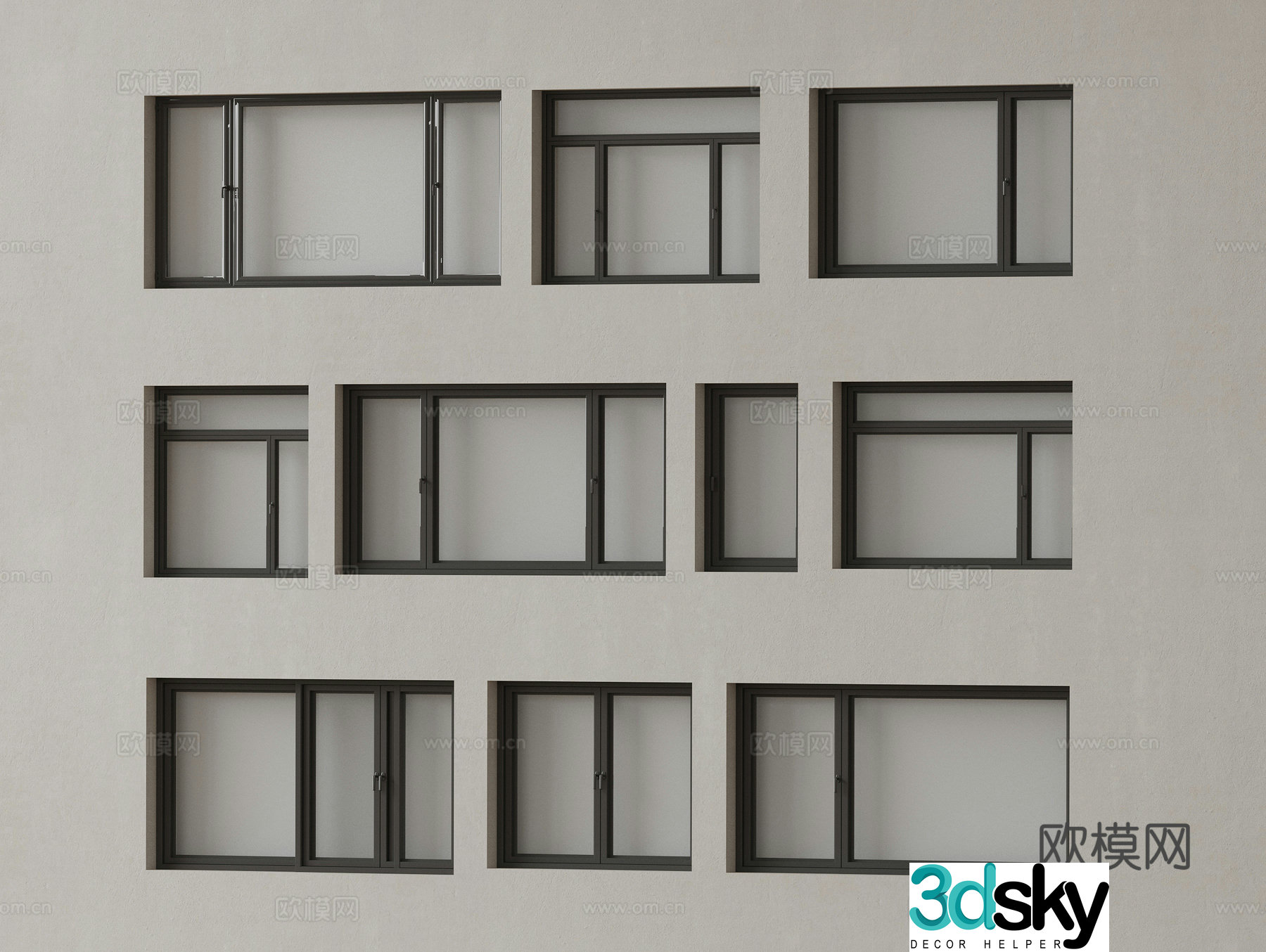 Modern window combination window glass window floor-to-ceiling window balcony window bay window bedroom window sliding window 3D model