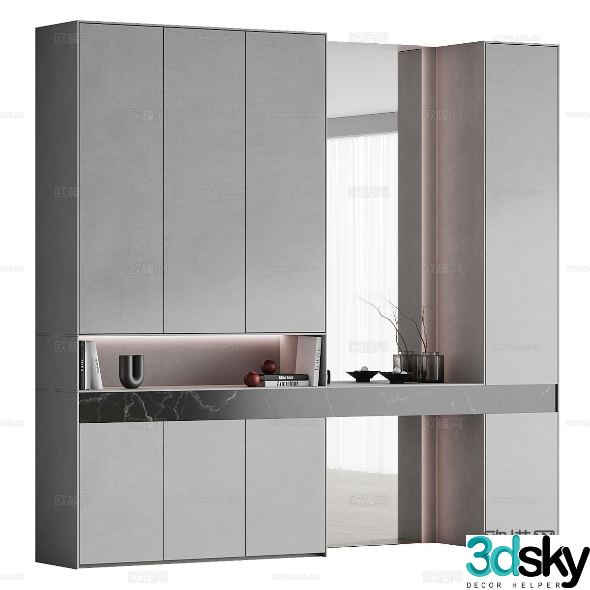 Modern Italian minimalist porch shoe cabinet 3D model