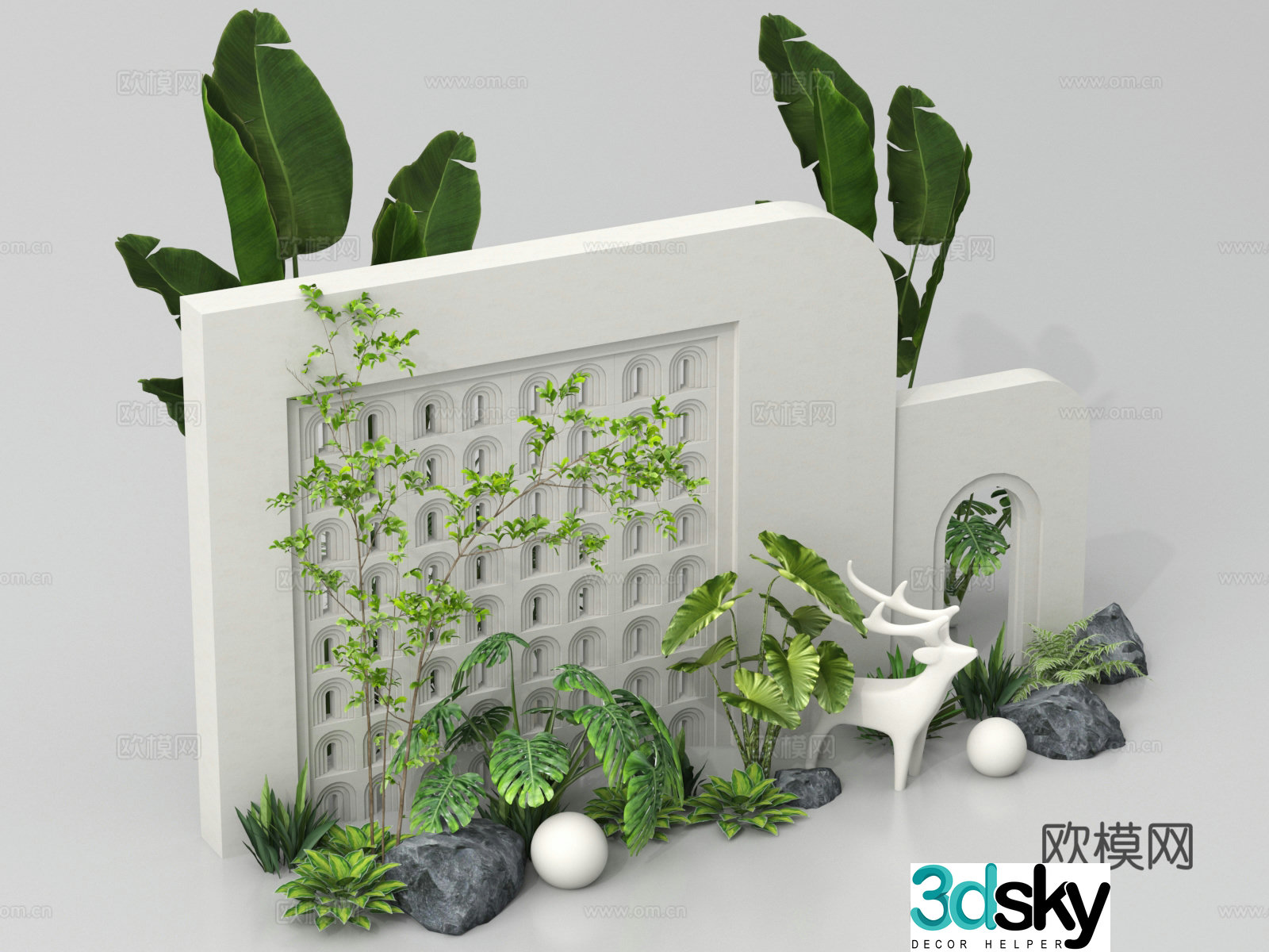 Community landscape wall courtyard landscape wall 3d model