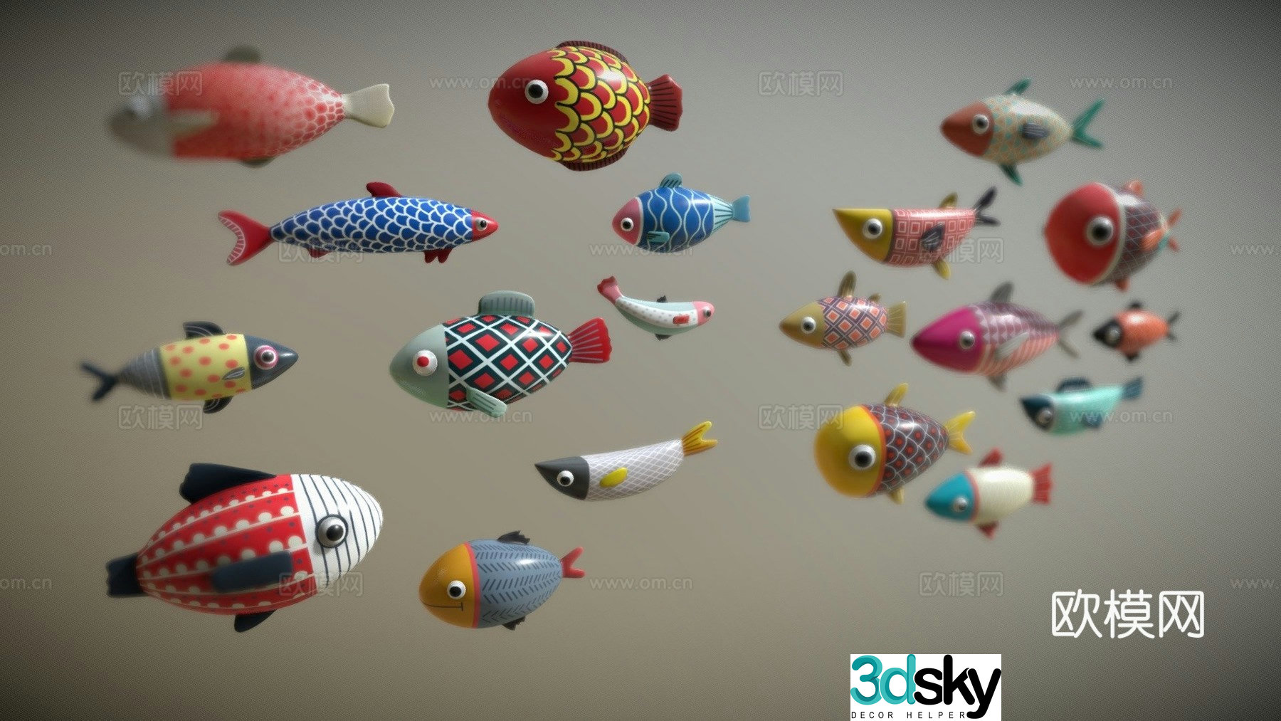 Cartoon fish 3d model