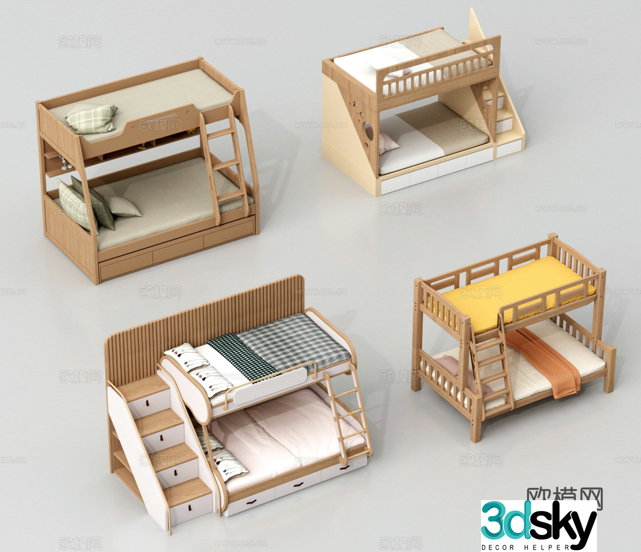 Up and down bed Children’s bed Up and down bunk High and low bed 3D model