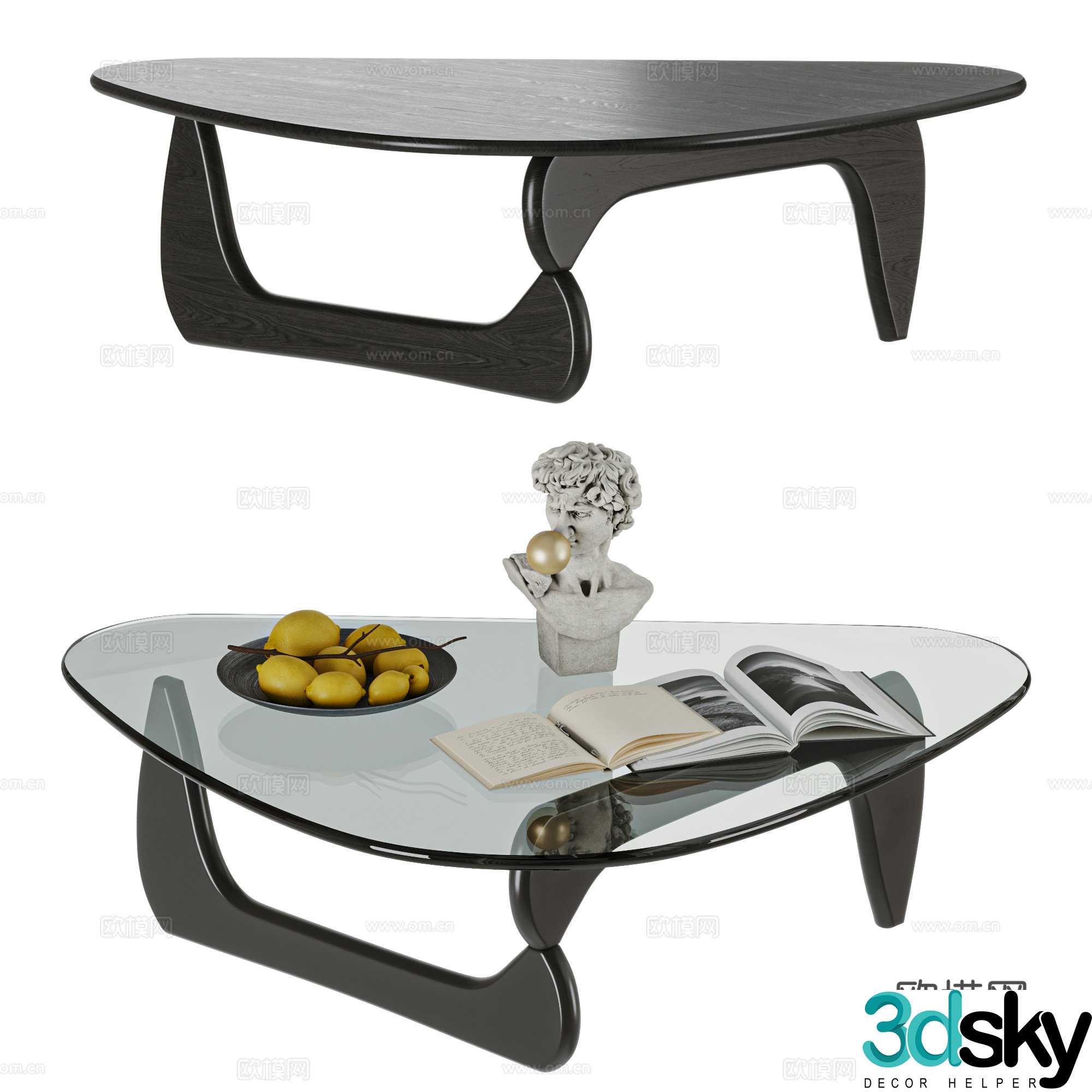 Modern French style medieval style coffee table combination glass coffee table coffee table ornament 3D model