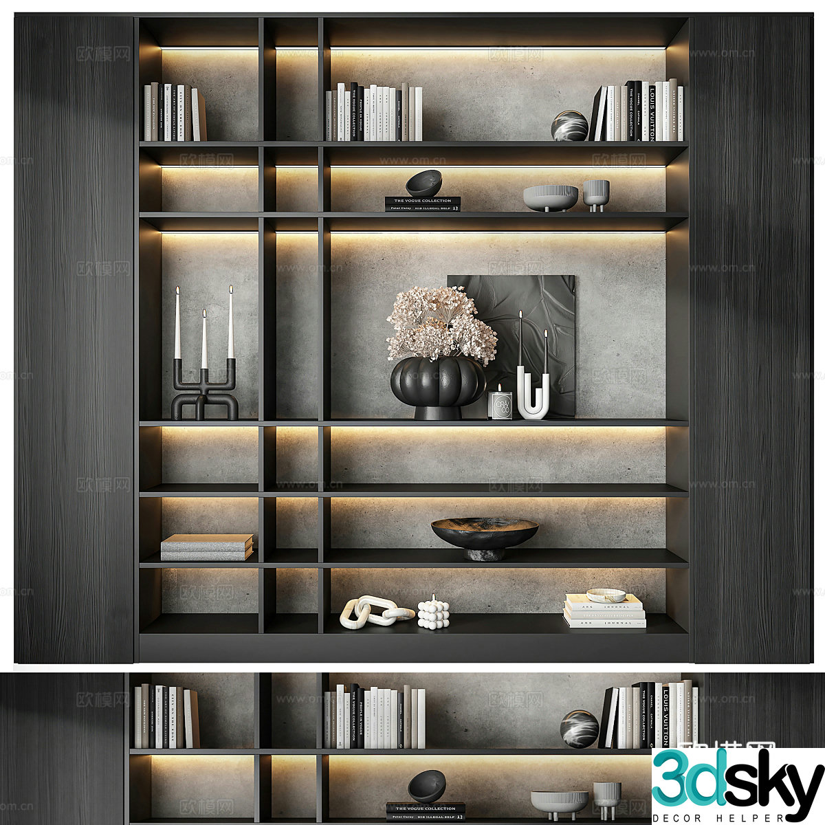 Modern Italian minimalist decorative cabinet bookcase 3d model