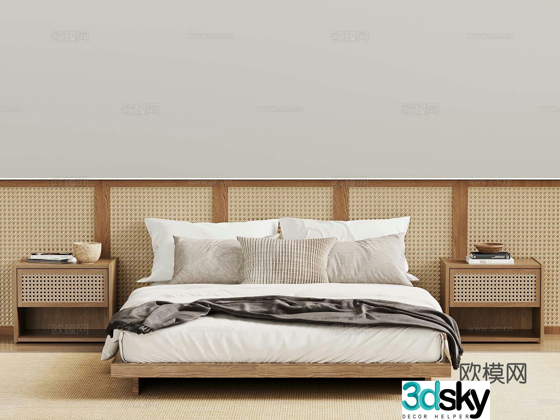 Wasabi Middle Style Double Bed Room Standard 3D Model