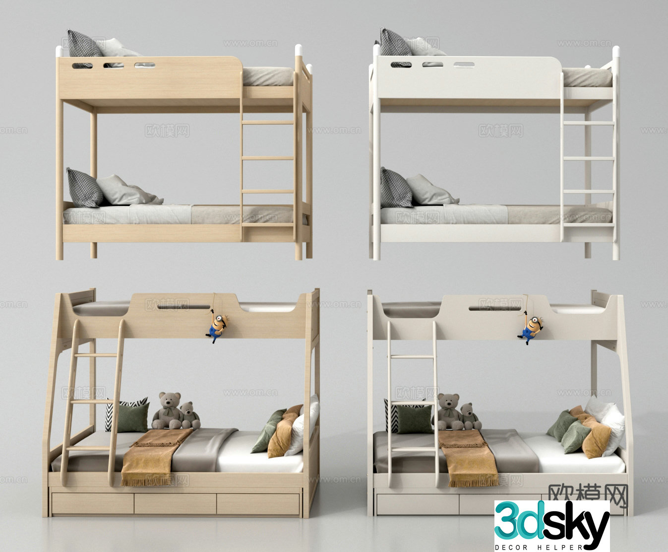 Up and down bed Children’s bed Up and down bunk High and low bed 3D model